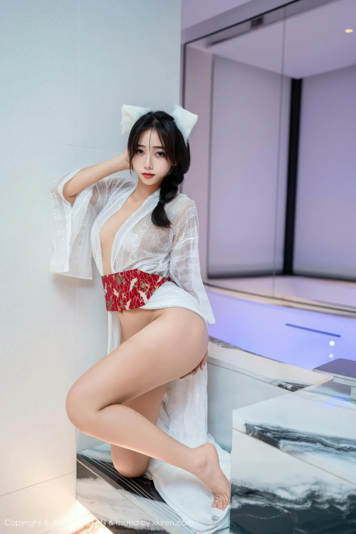 XINGYAN 星颜社 Vol.442 时安安 透视蕾丝白裙 - 22
