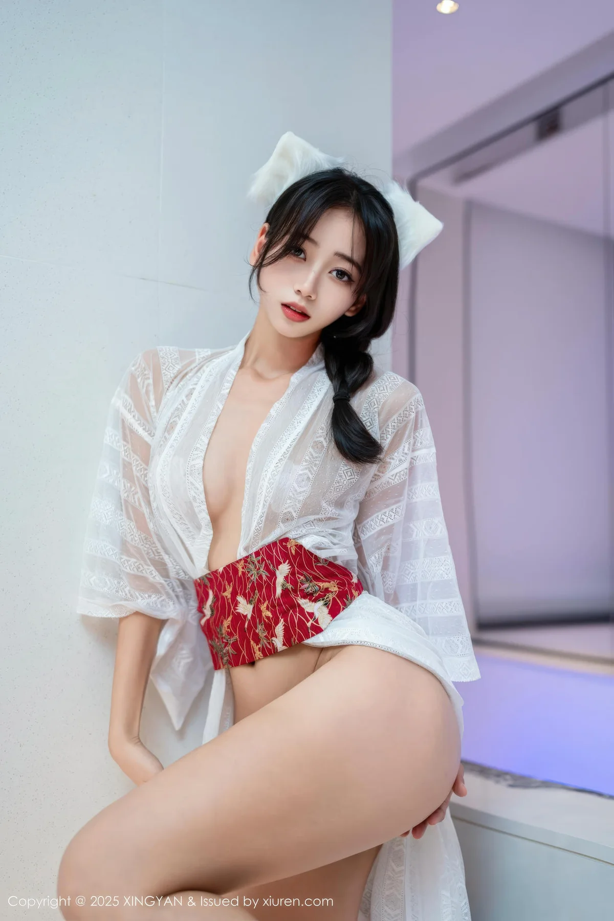 XINGYAN 星颜社 Vol.442 时安安 透视蕾丝白裙 - 23
