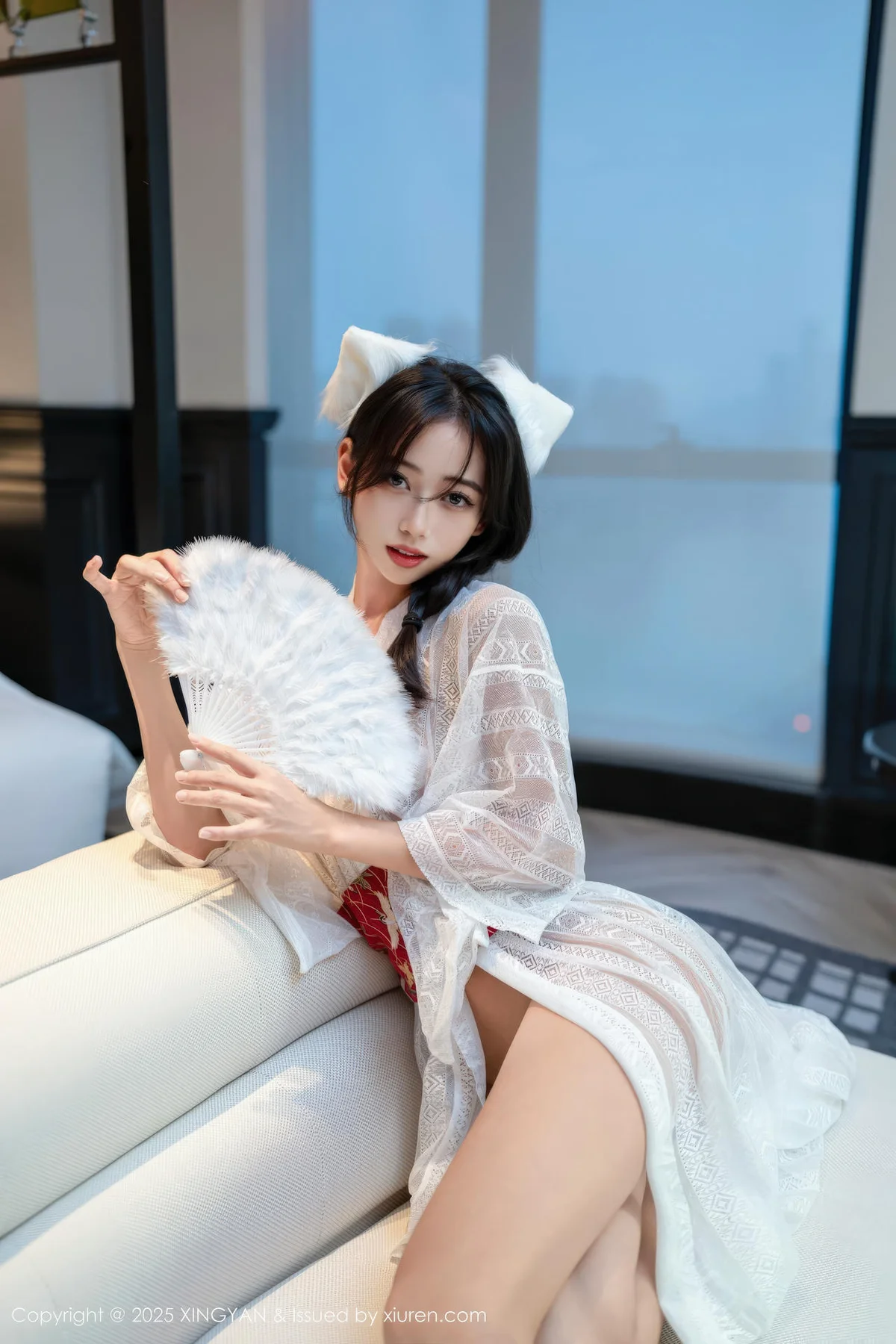 XINGYAN 星颜社 Vol.442 时安安 透视蕾丝白裙 - 24