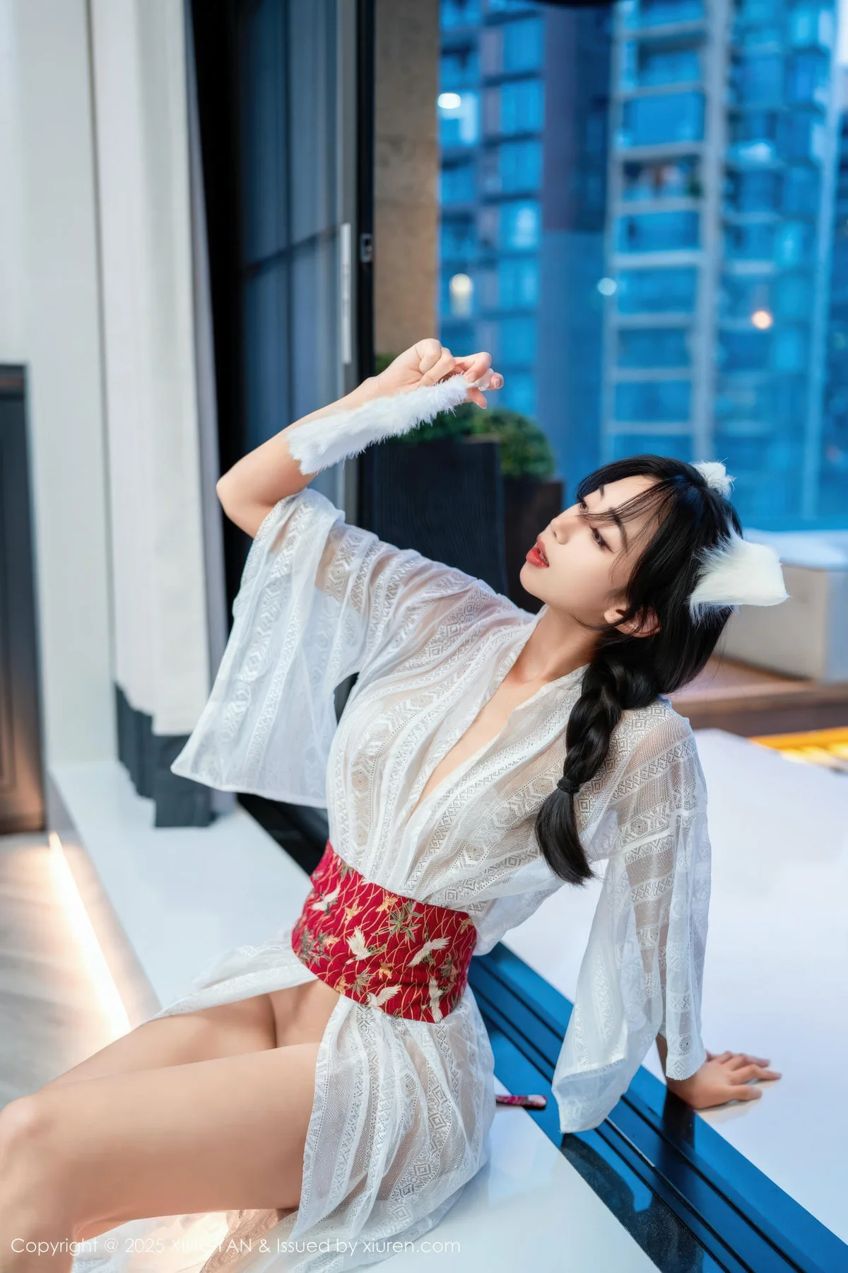 XINGYAN 星颜社 Vol.442 时安安 透视蕾丝白裙 - 26