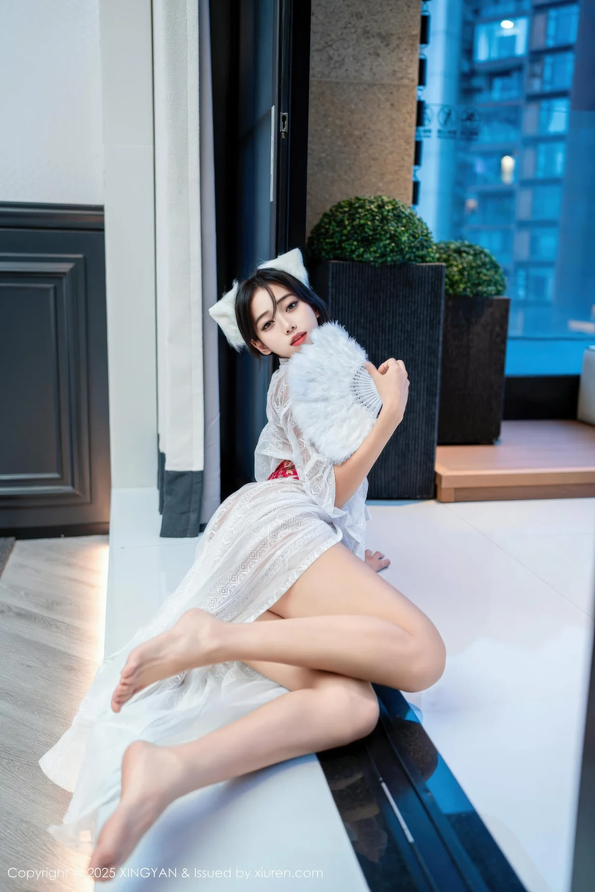 XINGYAN 星颜社 Vol.442 时安安 透视蕾丝白裙 - 27