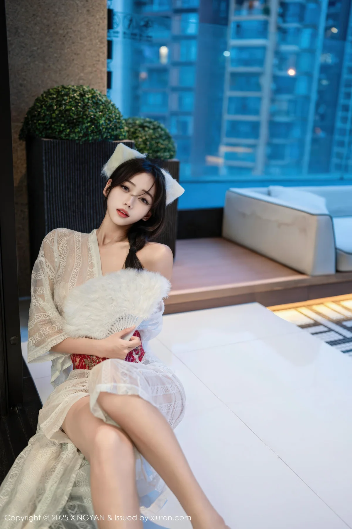 XINGYAN 星颜社 Vol.442 时安安 透视蕾丝白裙 - 29