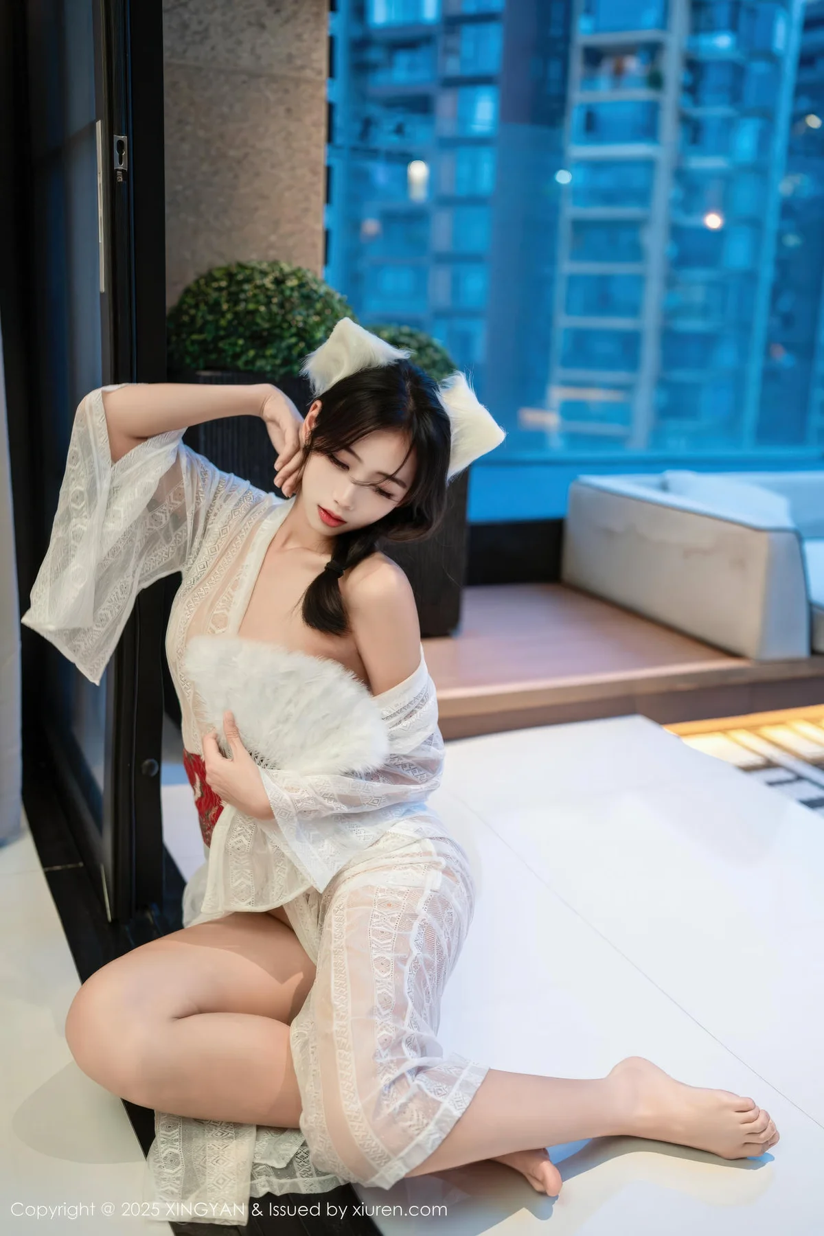 XINGYAN 星颜社 Vol.442 时安安 透视蕾丝白裙 - 30