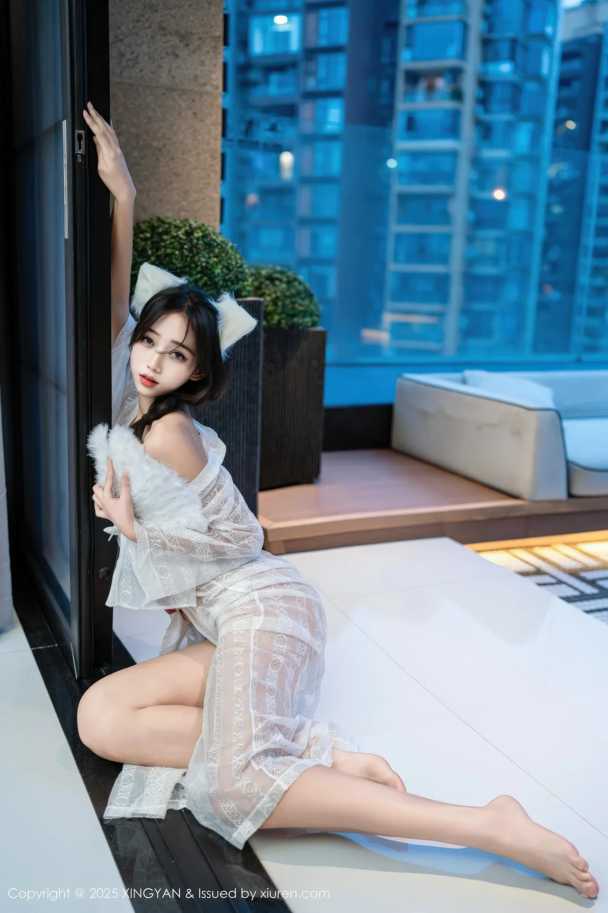 XINGYAN 星颜社 Vol.442 时安安 透视蕾丝白裙 - 31