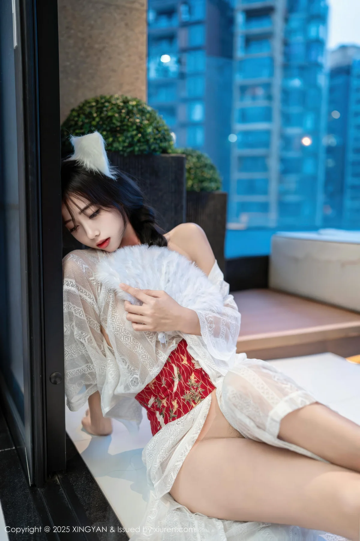 XINGYAN 星颜社 Vol.442 时安安 透视蕾丝白裙 - 32