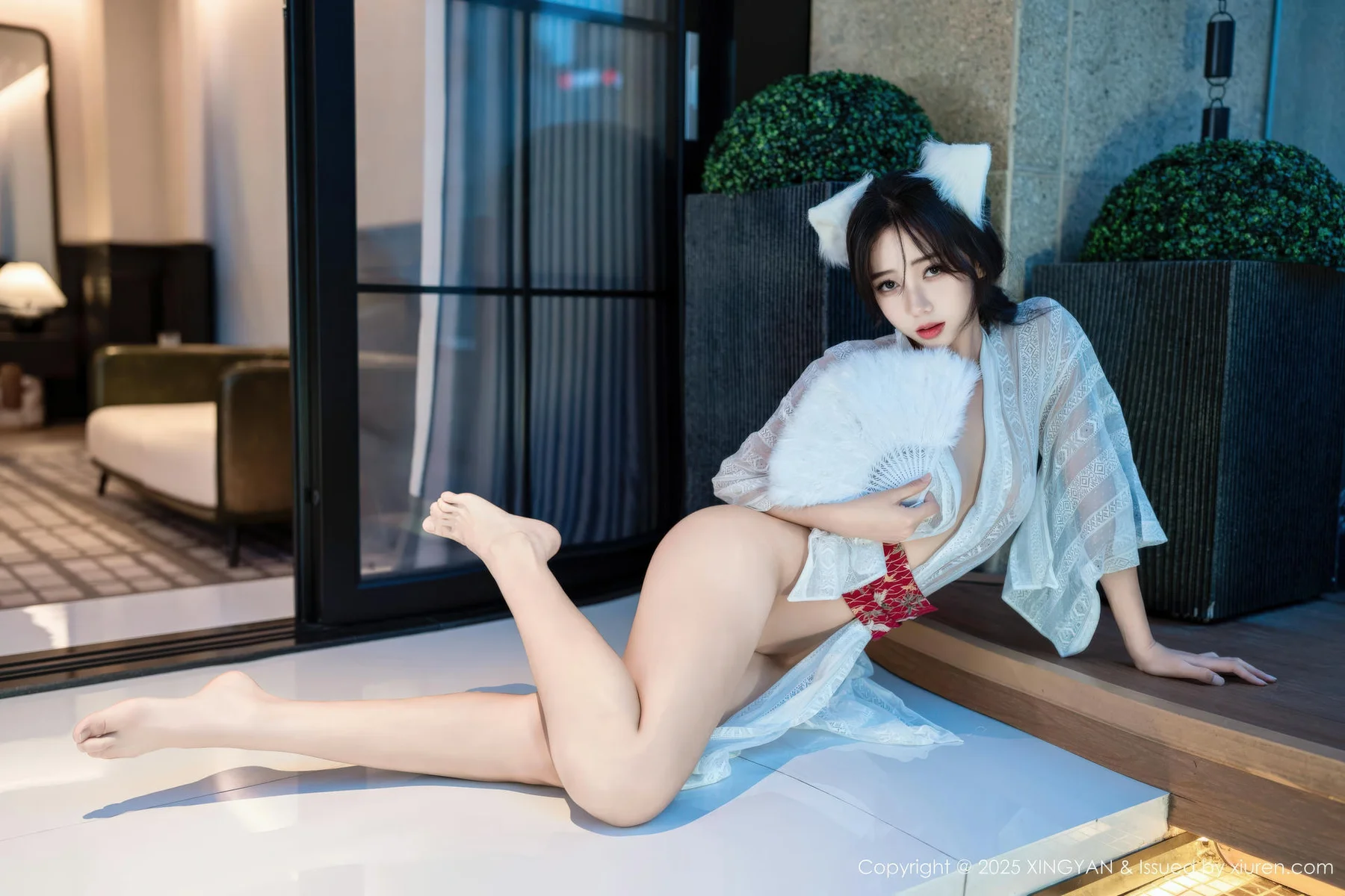 XINGYAN 星颜社 Vol.442 时安安 透视蕾丝白裙 - 43