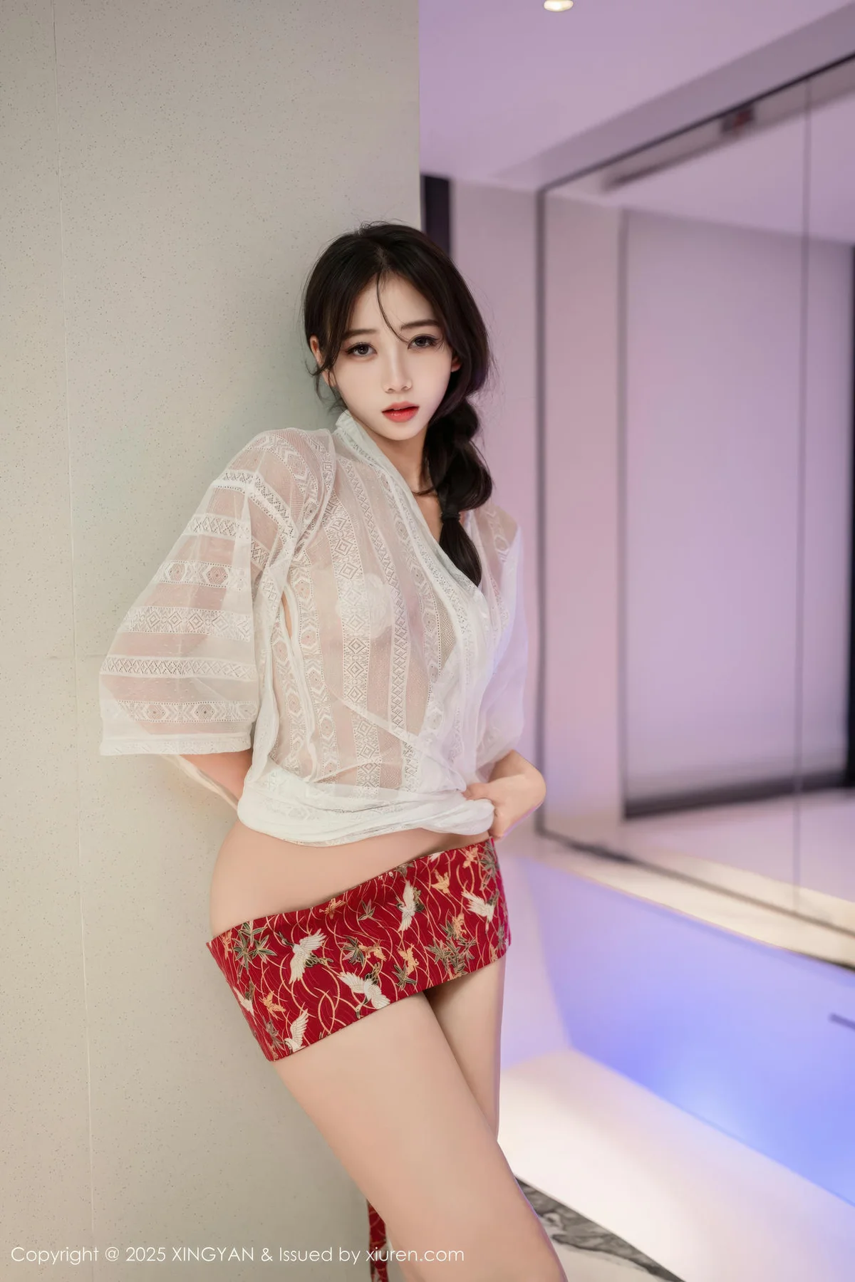 XINGYAN 星颜社 Vol.442 时安安 透视蕾丝白裙 - 60