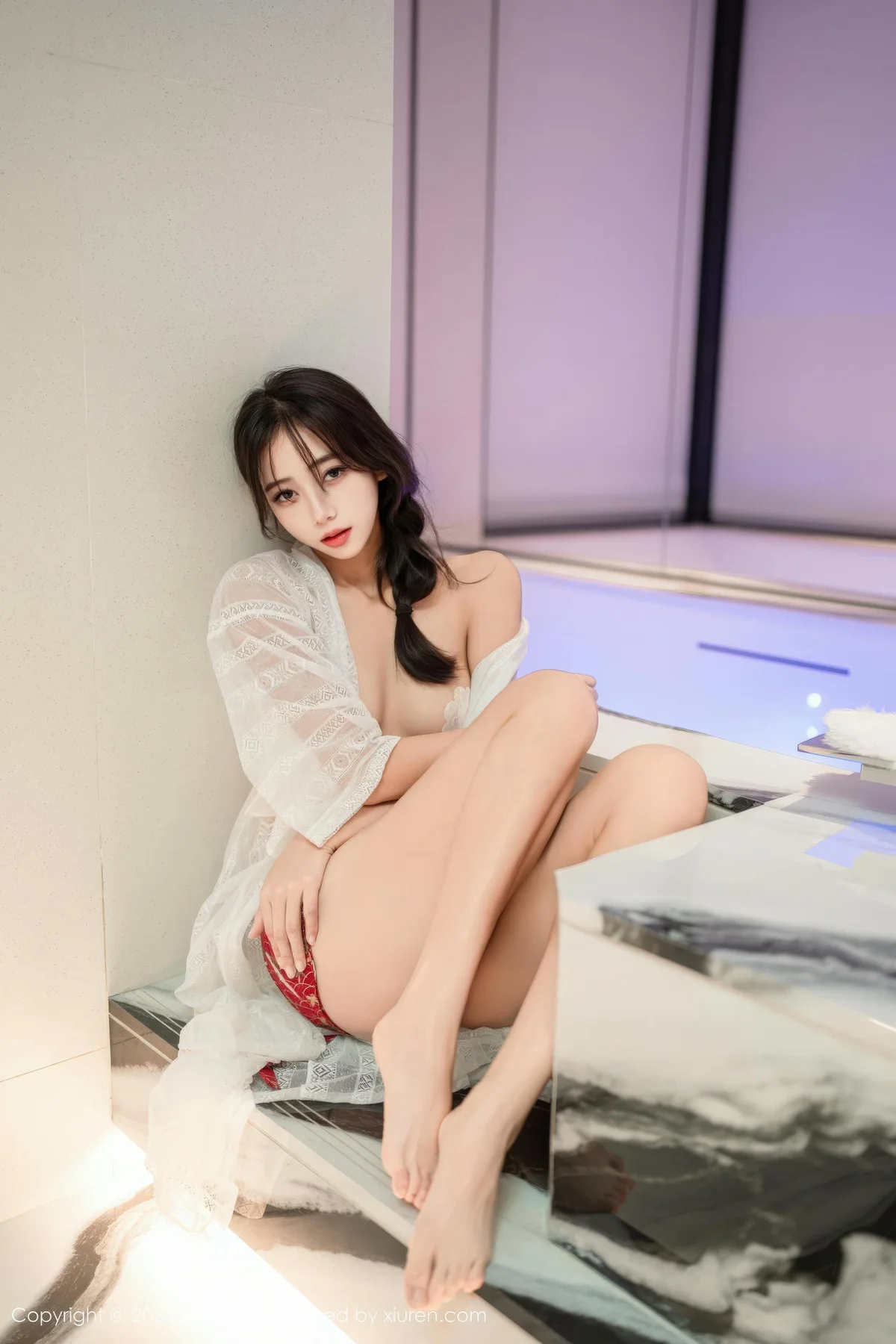 XINGYAN 星颜社 Vol.442 时安安 透视蕾丝白裙 - 67