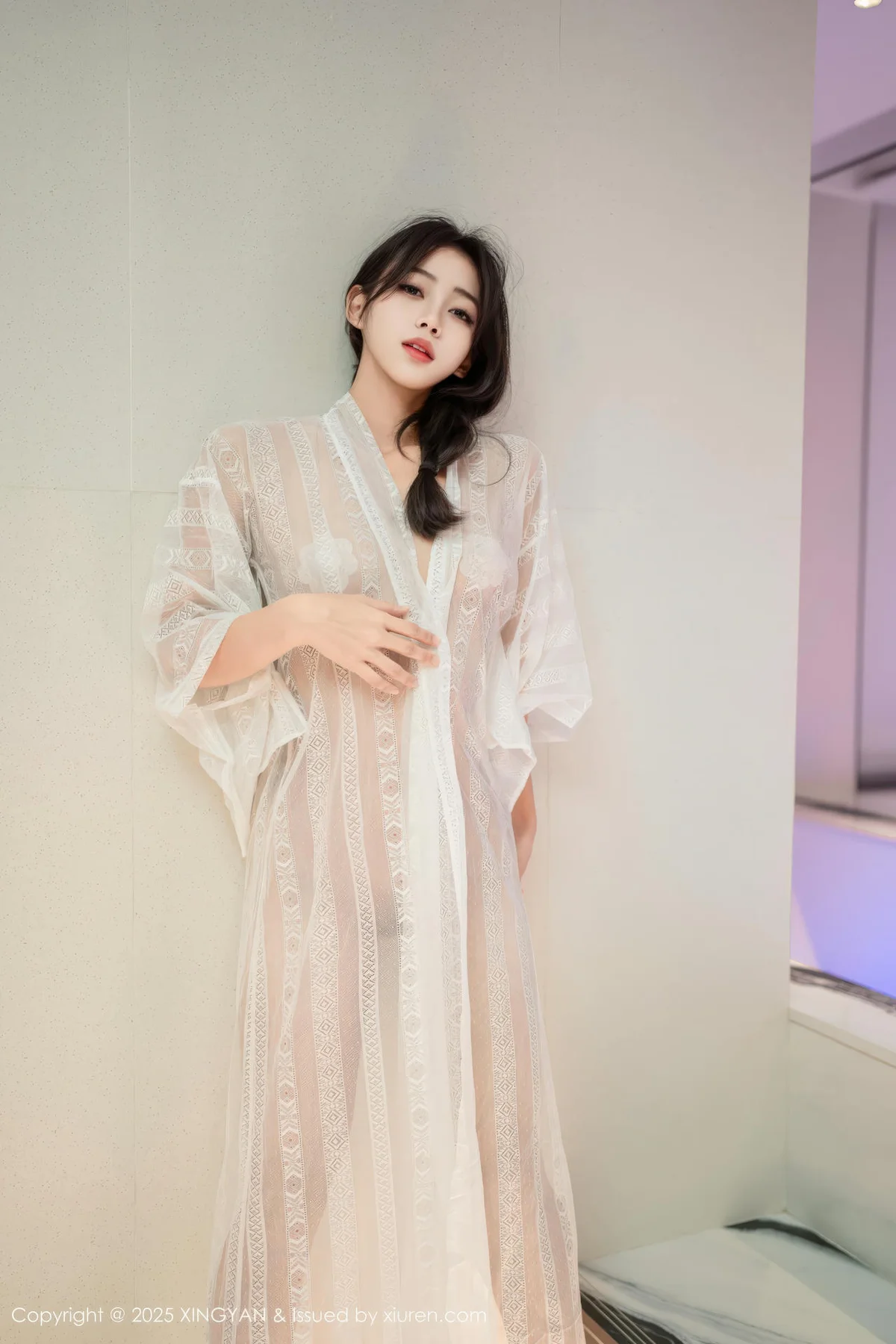 XINGYAN 星颜社 Vol.442 时安安 透视蕾丝白裙 - 68