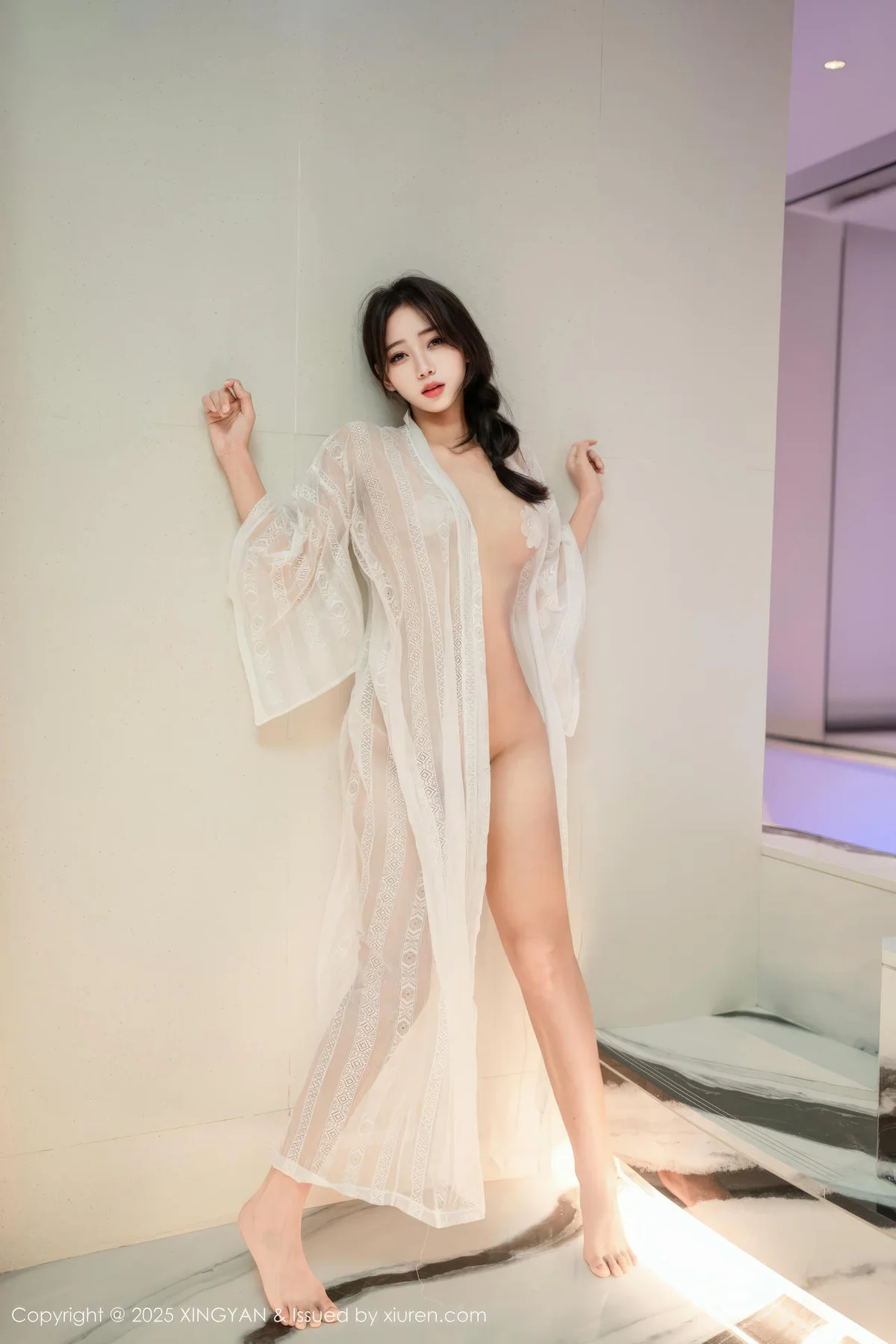 XINGYAN 星颜社 Vol.442 时安安 透视蕾丝白裙 - 69
