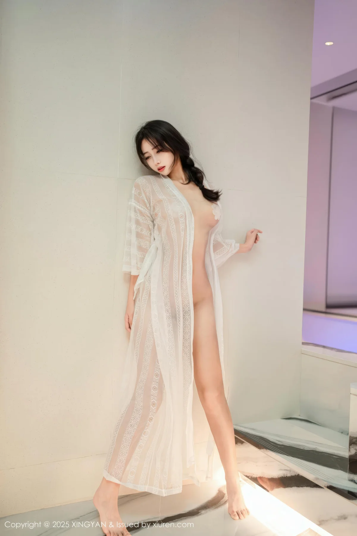XINGYAN 星颜社 Vol.442 时安安 透视蕾丝白裙 - 70
