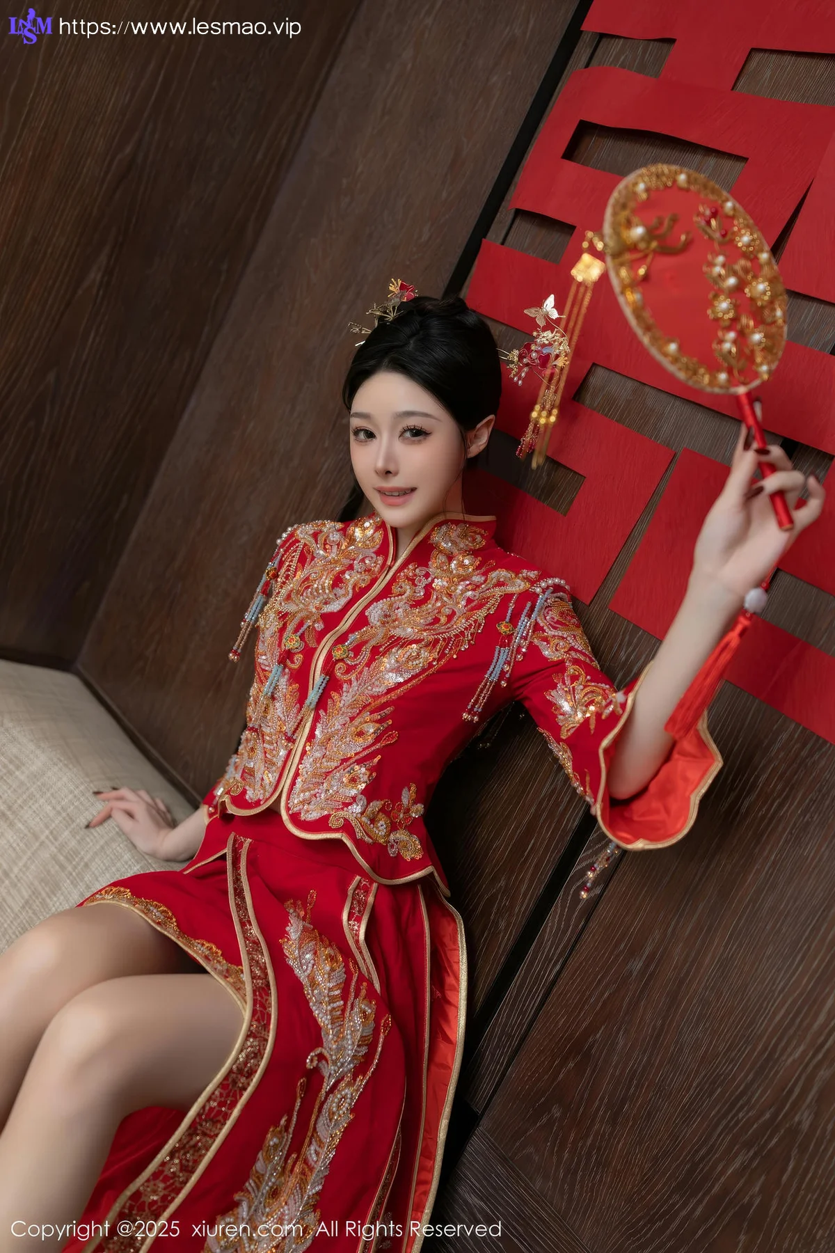 XiuRen 秀人 No.10055 小逗逗 新娘红色秀禾服制服 - 13