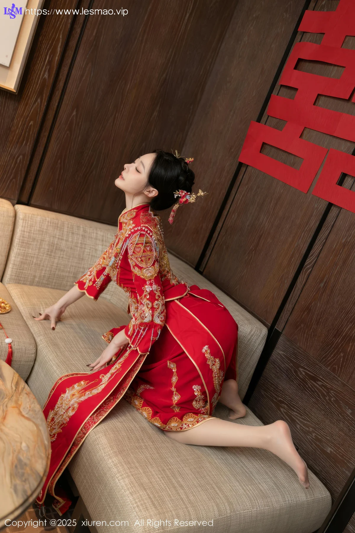 XiuRen 秀人 No.10055 小逗逗 新娘红色秀禾服制服 - 15