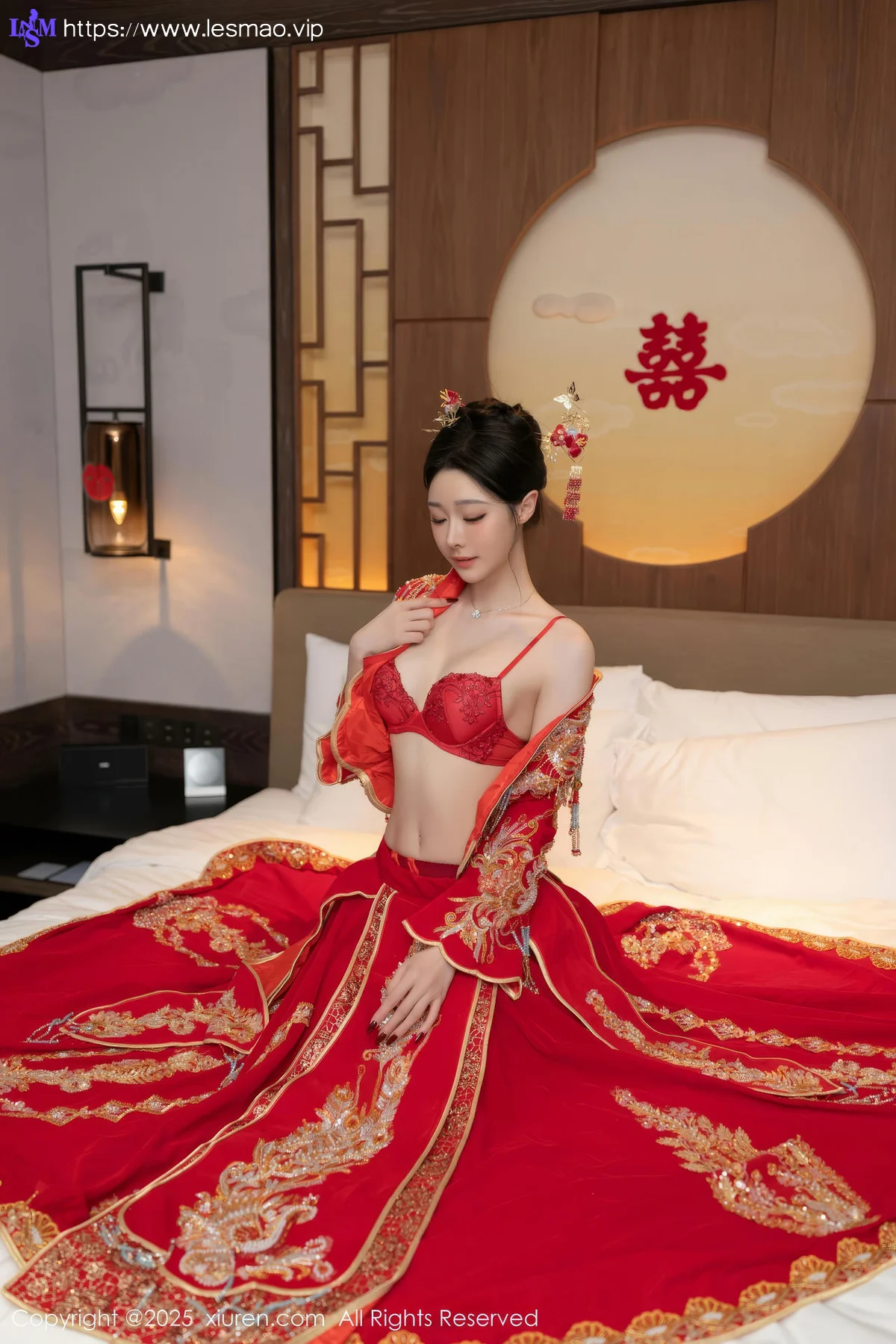 XiuRen 秀人 No.10055 小逗逗 新娘红色秀禾服制服 - 21