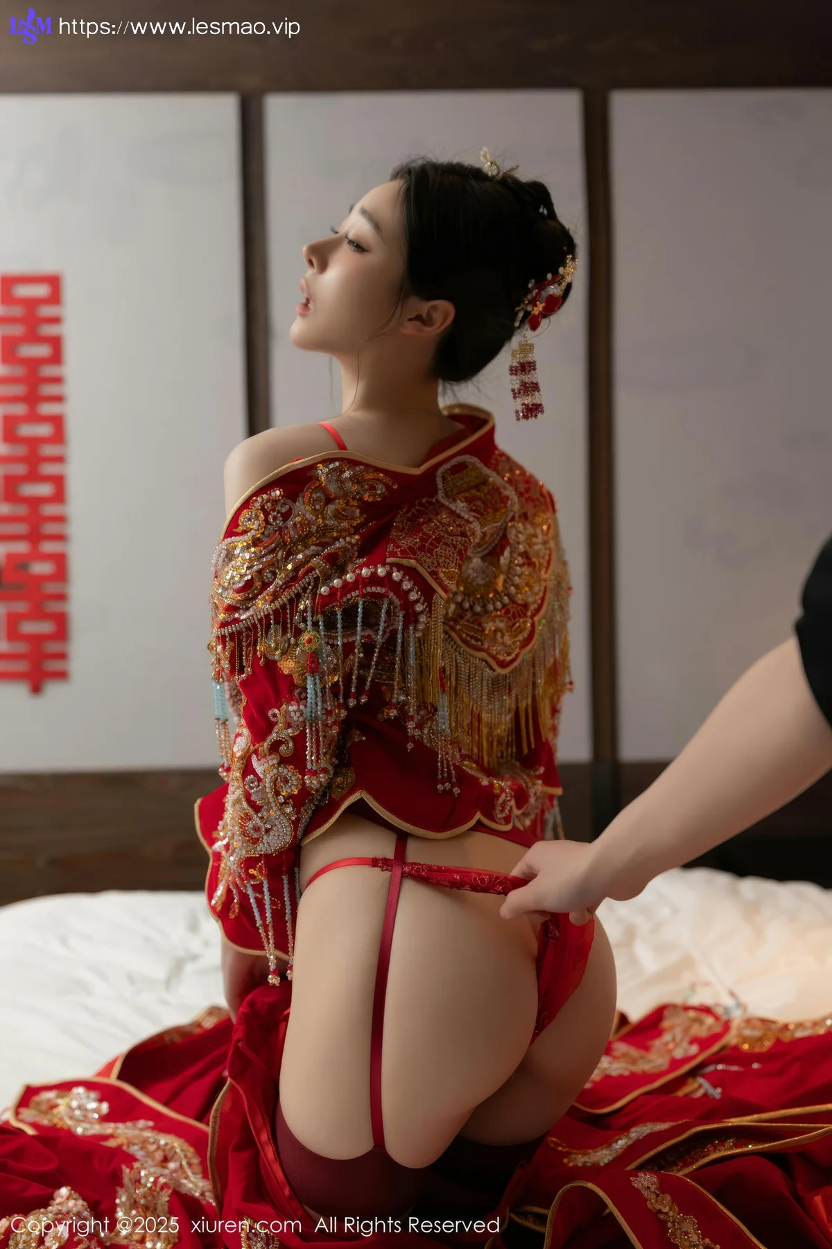 XiuRen 秀人 No.10055 小逗逗 新娘红色秀禾服制服 - 37
