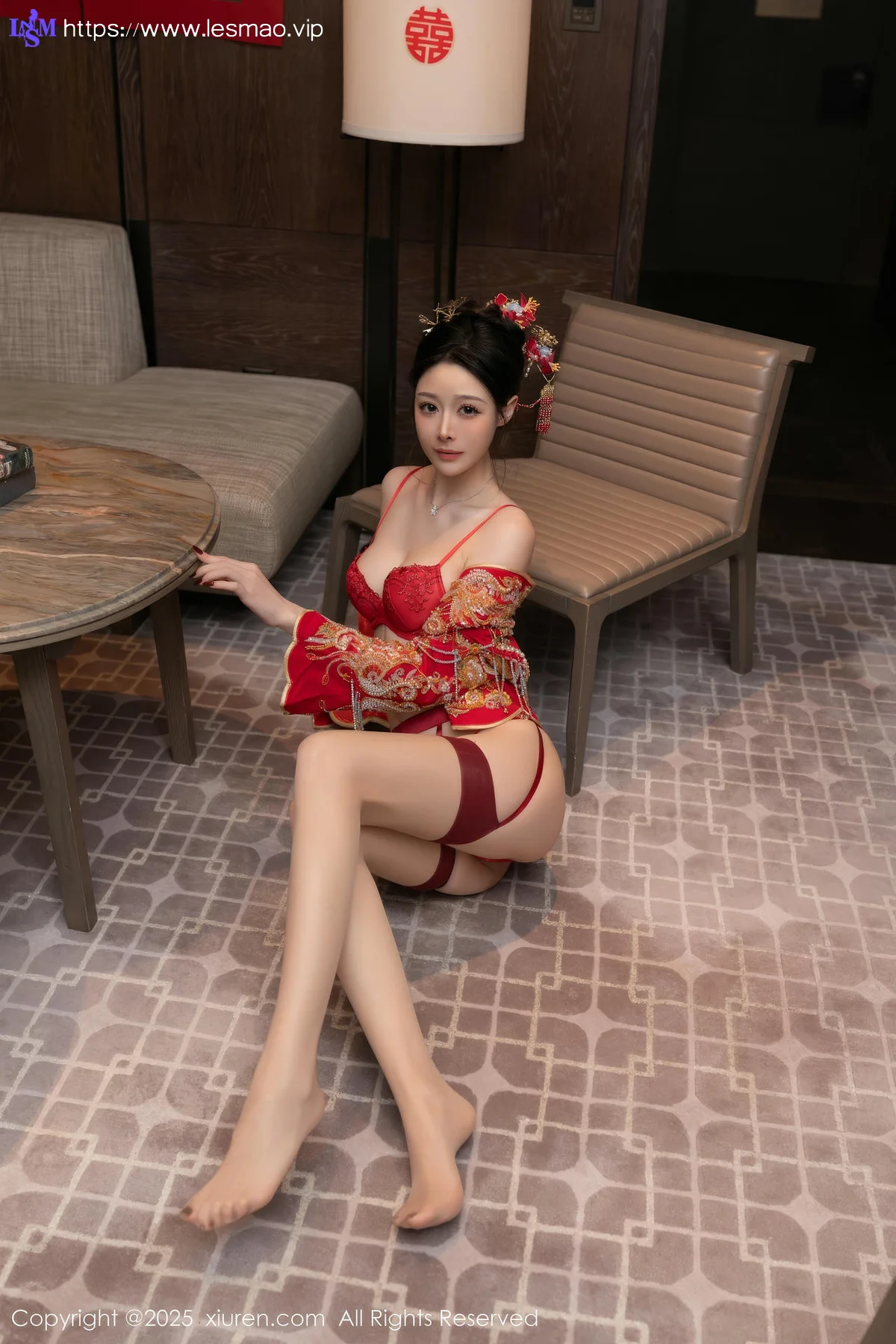 XiuRen 秀人 No.10055 小逗逗 新娘红色秀禾服制服 - 49