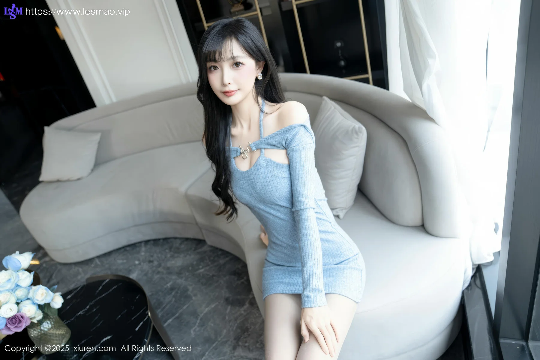 XiuRen 秀人 No.10124 樱桃小阑子 浅蓝色连衣短裙 - 14
