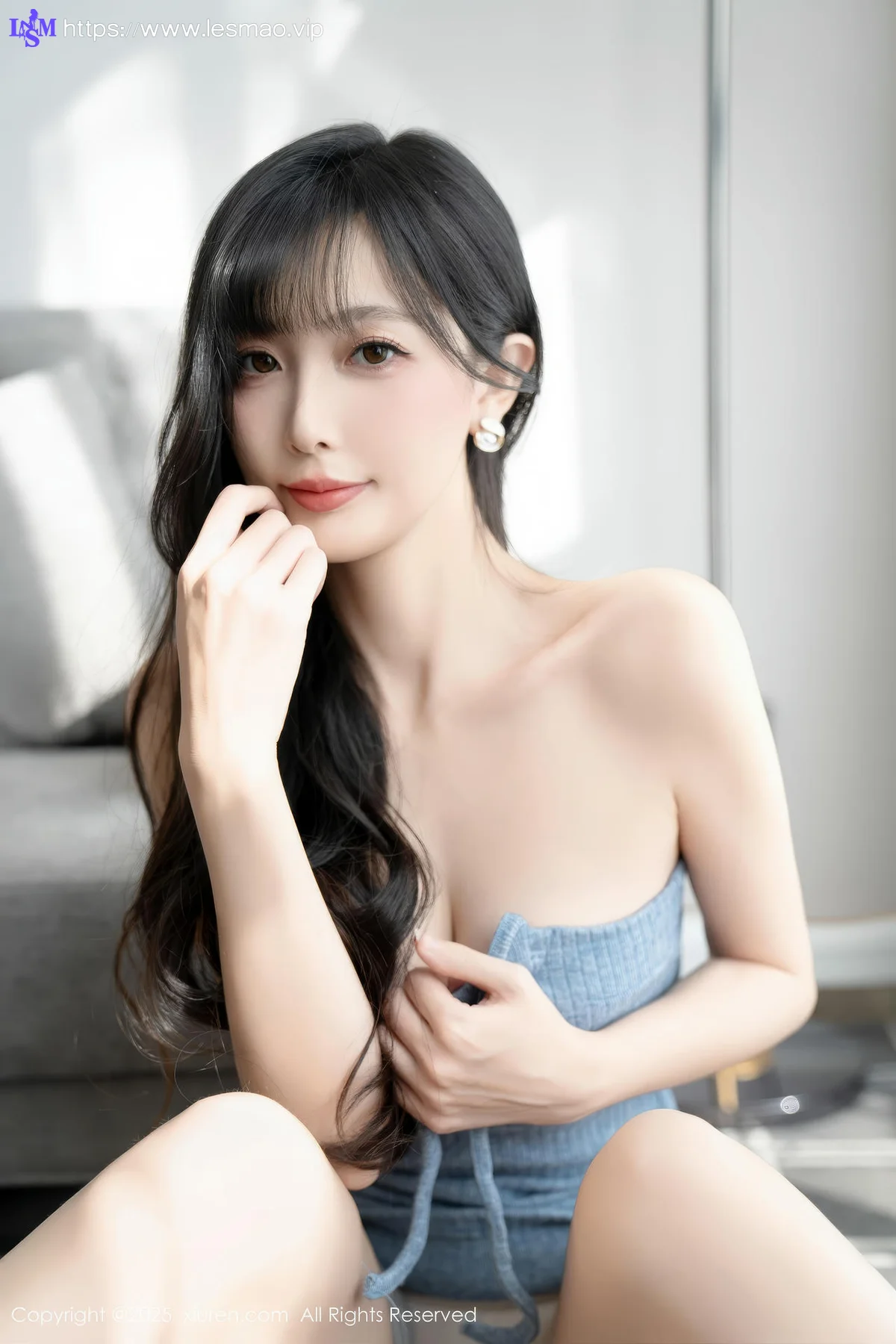 XiuRen 秀人 No.10124 樱桃小阑子 浅蓝色连衣短裙 - 50