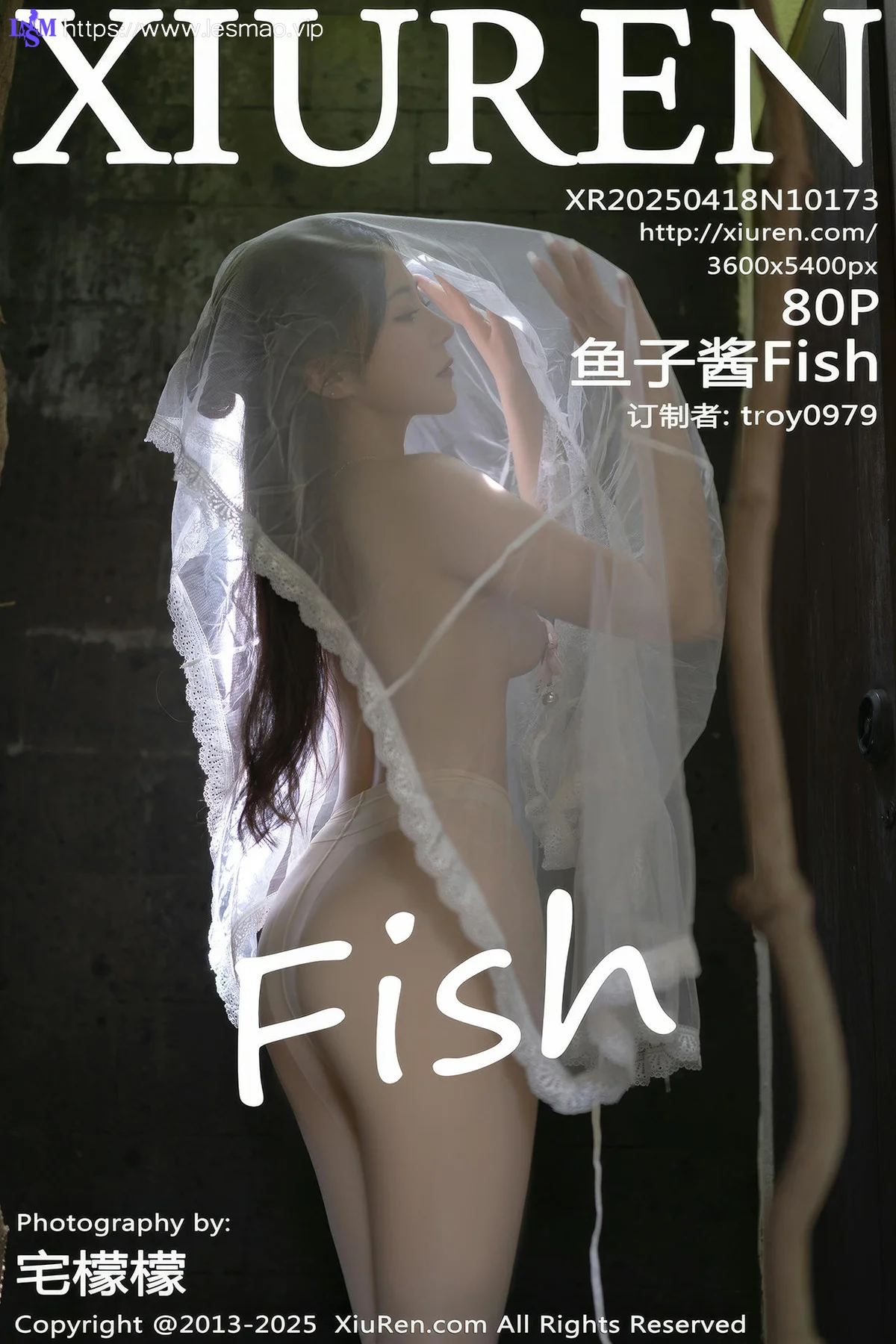 XiuRen 秀人 No.10173 鱼子酱Fish 白色轻透连衣裙 - 81