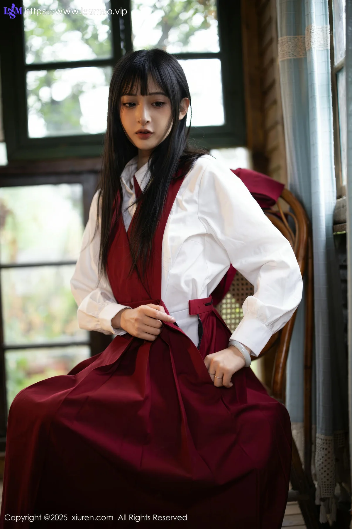 XiuRen 秀人 No.10215 茂木希子 新人红色裙子肉色丝袜 - 26