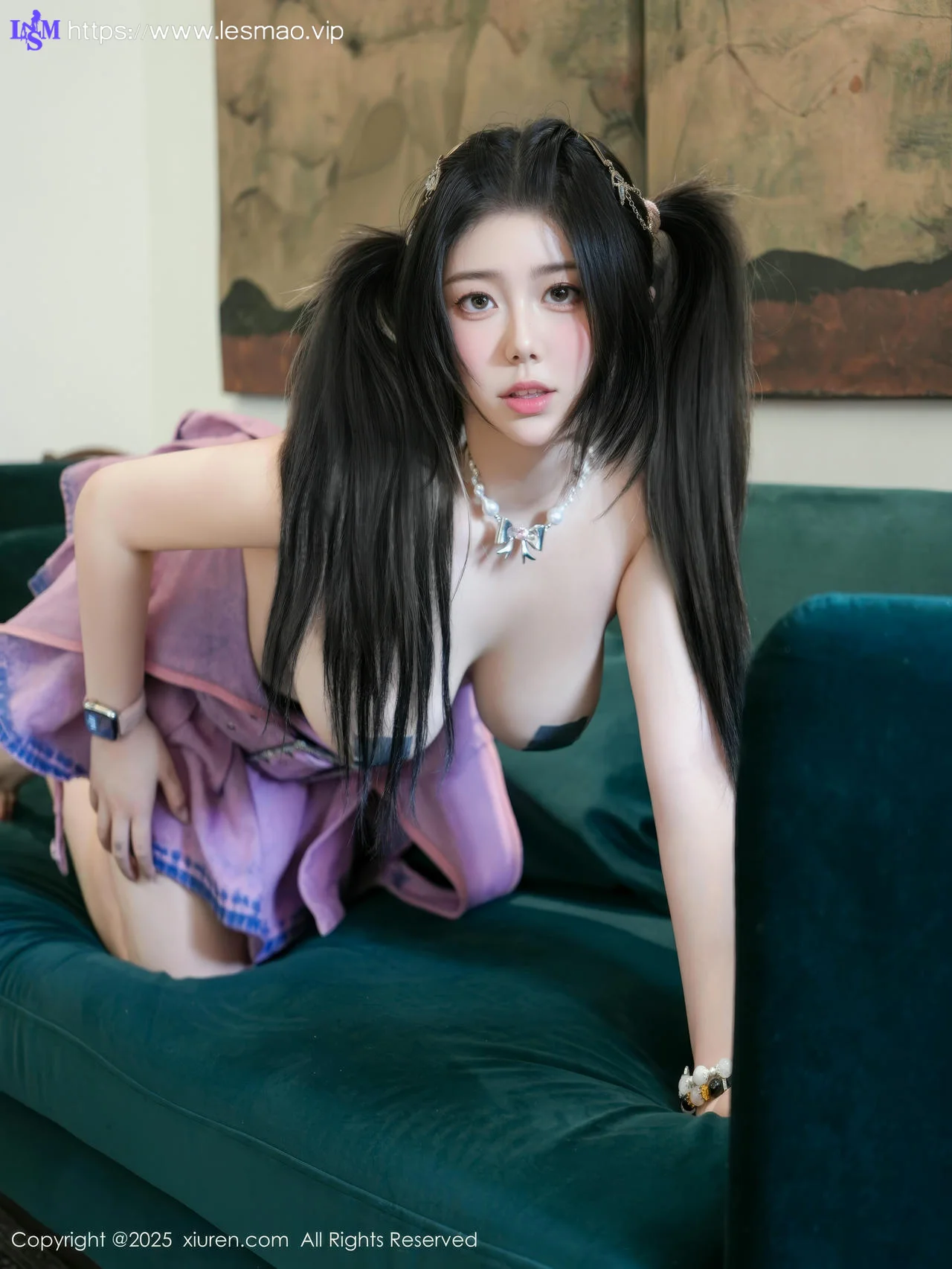XiuRen 秀人 No.10297 诺诺Hsu 双马尾紫色情趣白色丝袜 - 53