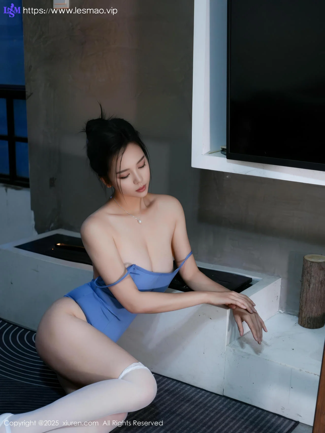XiuRen 秀人 No.10327 玫瑰我爱你 蓝色瑜伽连体衣 - 61