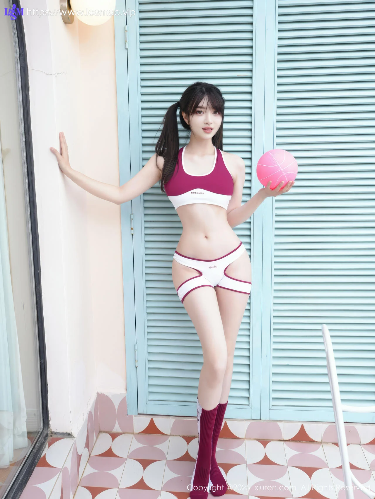 XiuRen 秀人 No.10350 白露lulu 深色运动服双马尾 - 59