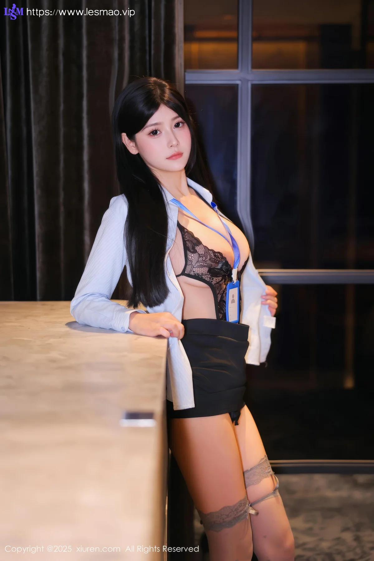 XiuRen 秀人 No.10440 余安安 蓝色OL灰色丝袜 - 40