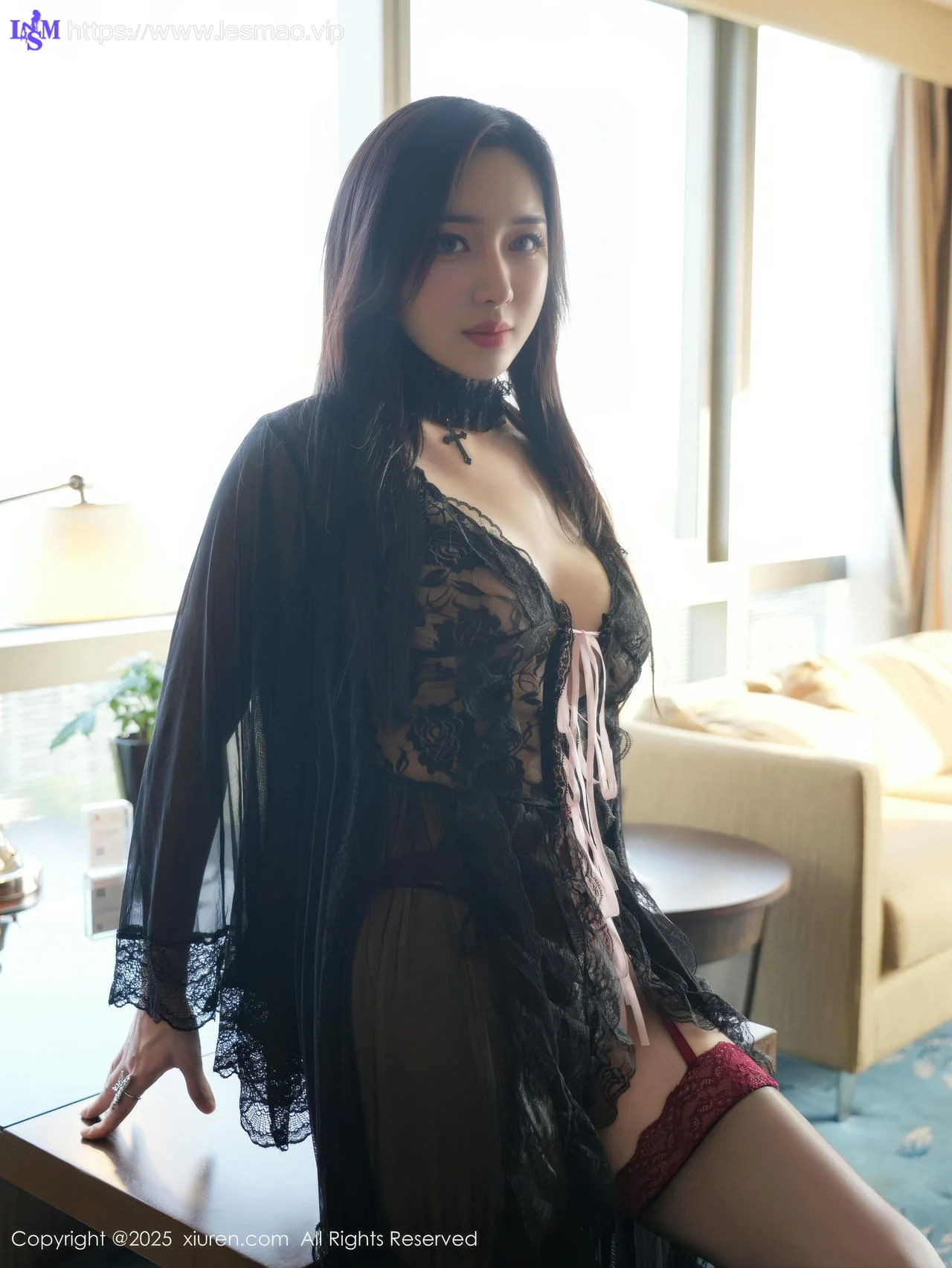 XiuRen 秀人 No.10490 苏一诺 黑色睡袍魅惑黑丝 - 17