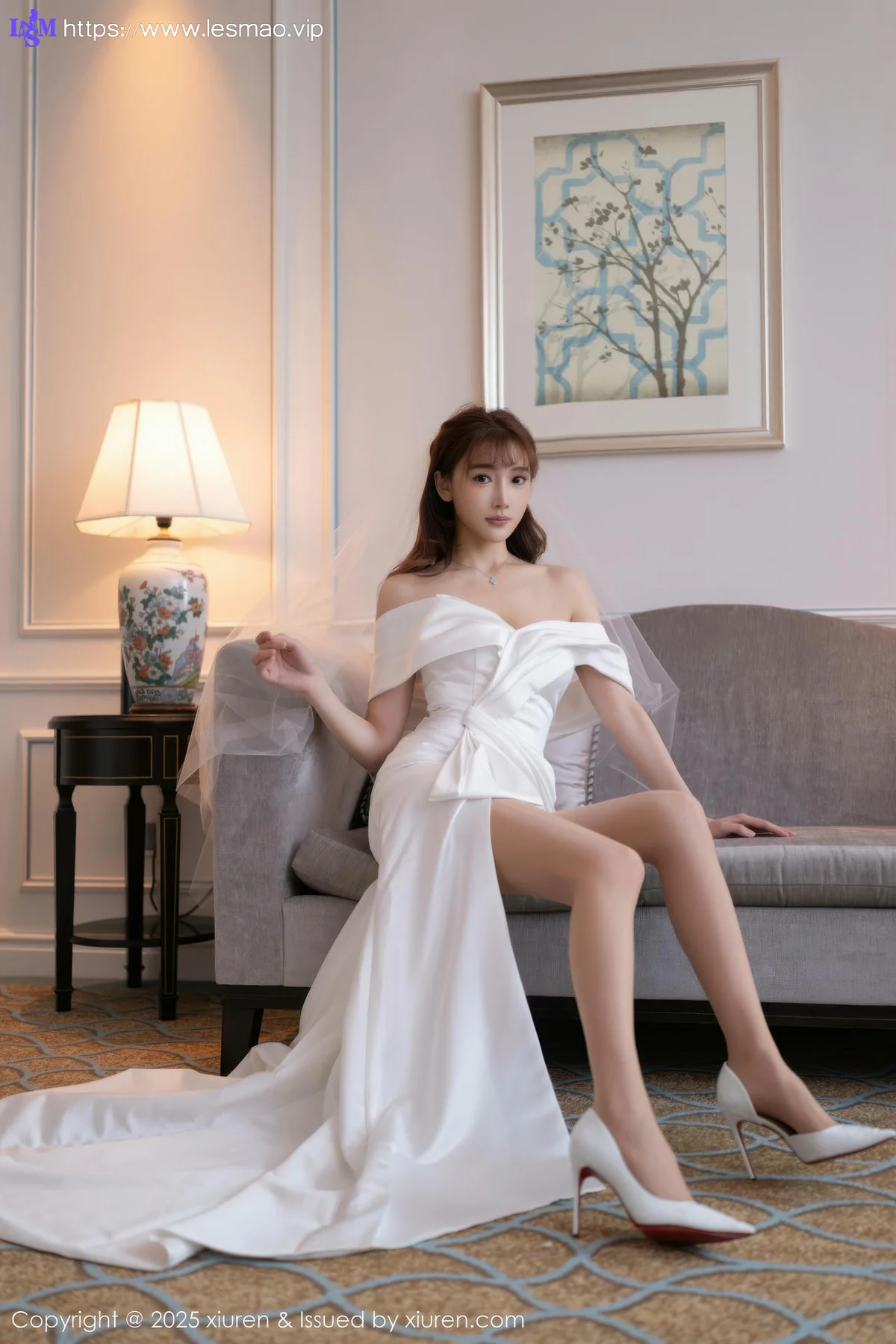 XiuRen 秀人 No.10535 陆萱萱 白色蕾丝情趣婚纱 - 4