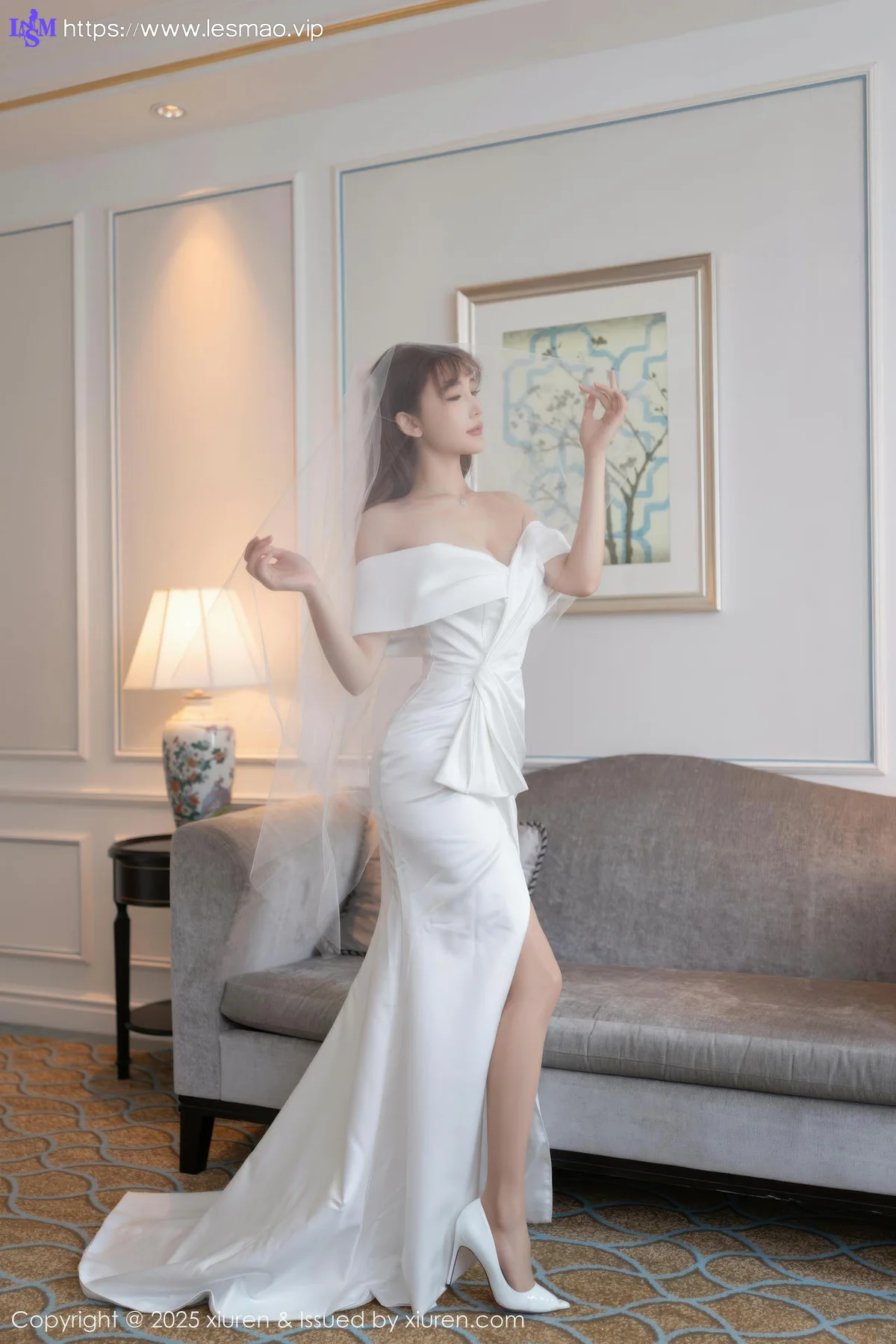 XiuRen 秀人 No.10535 陆萱萱 白色蕾丝情趣婚纱 - 13
