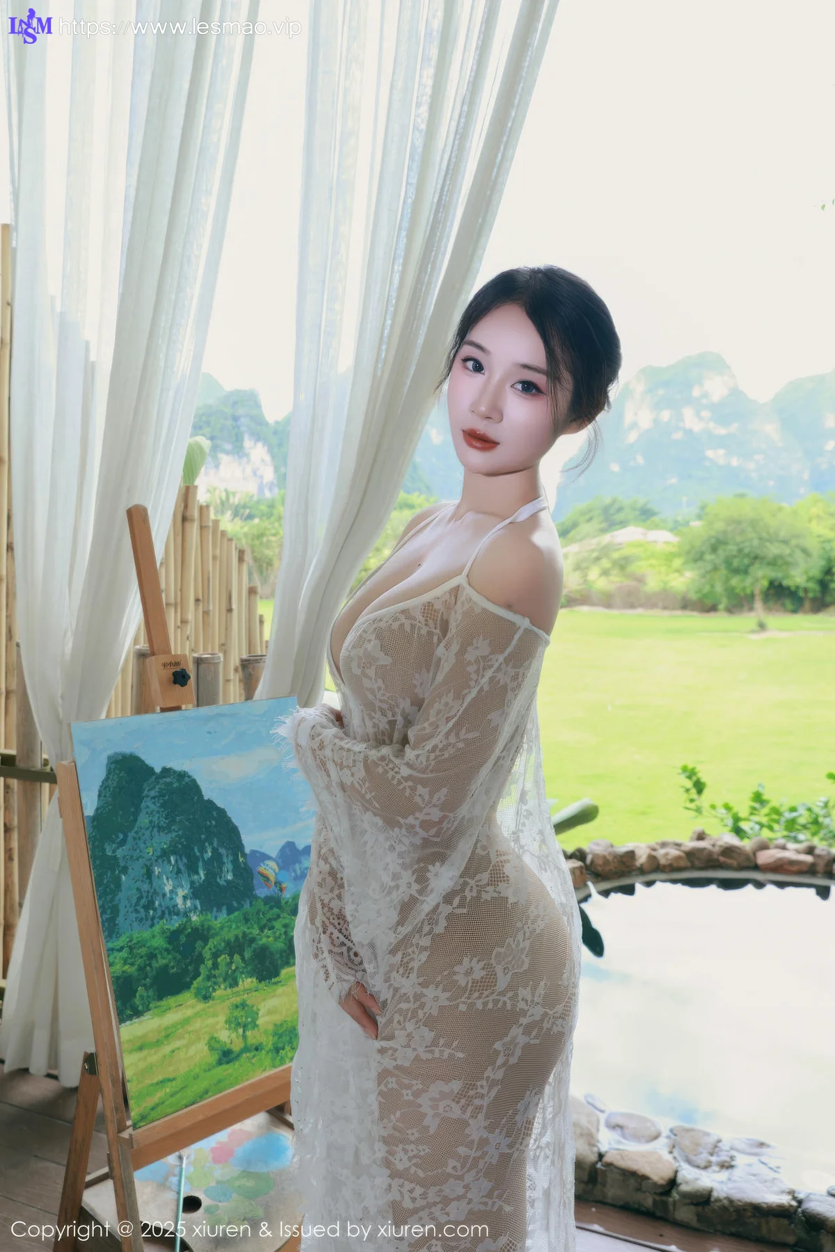 XiuRen 秀人 No.10538 南乔 浅绿色旗袍户外写真 - 49
