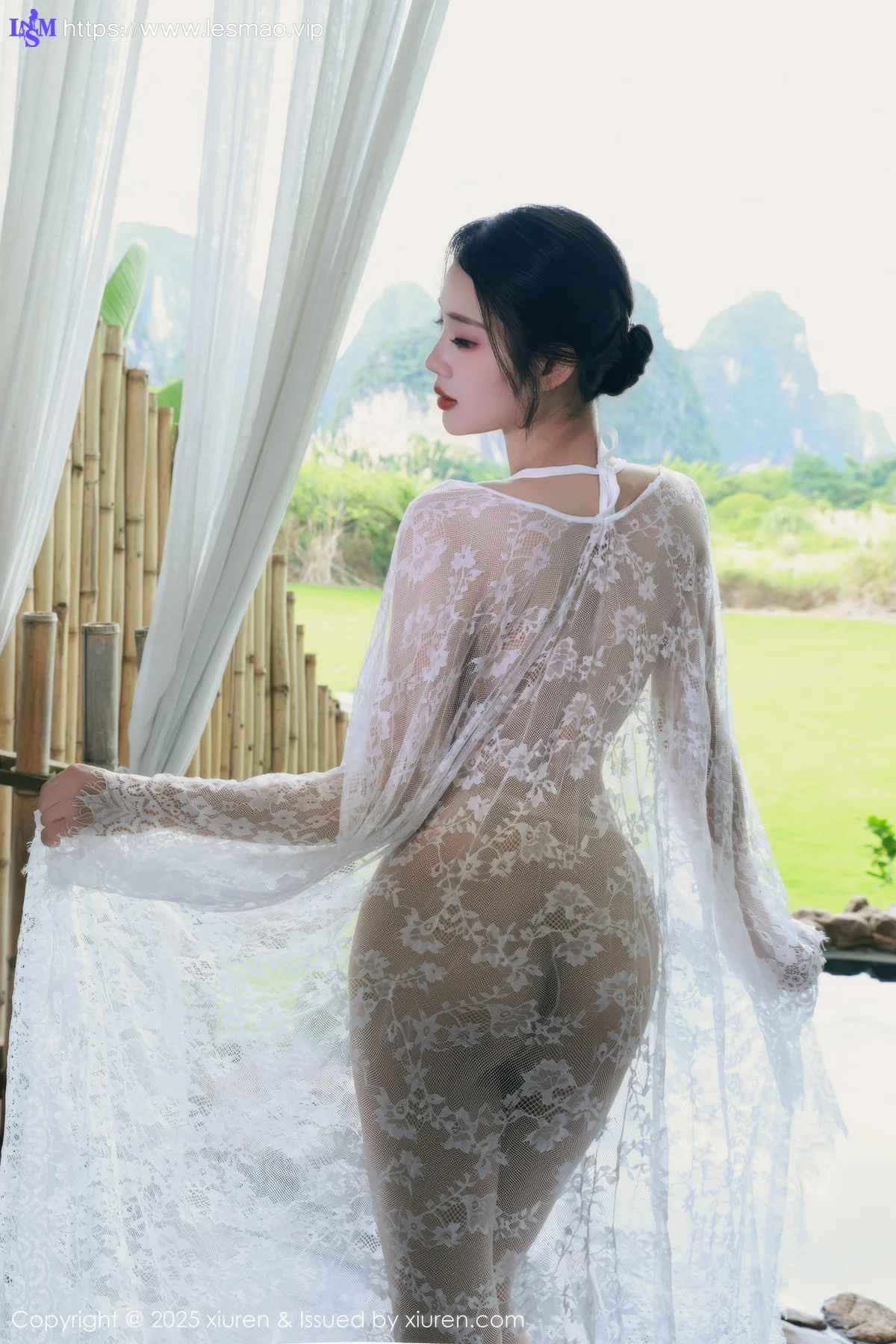 XiuRen 秀人 No.10538 南乔 浅绿色旗袍户外写真 - 50