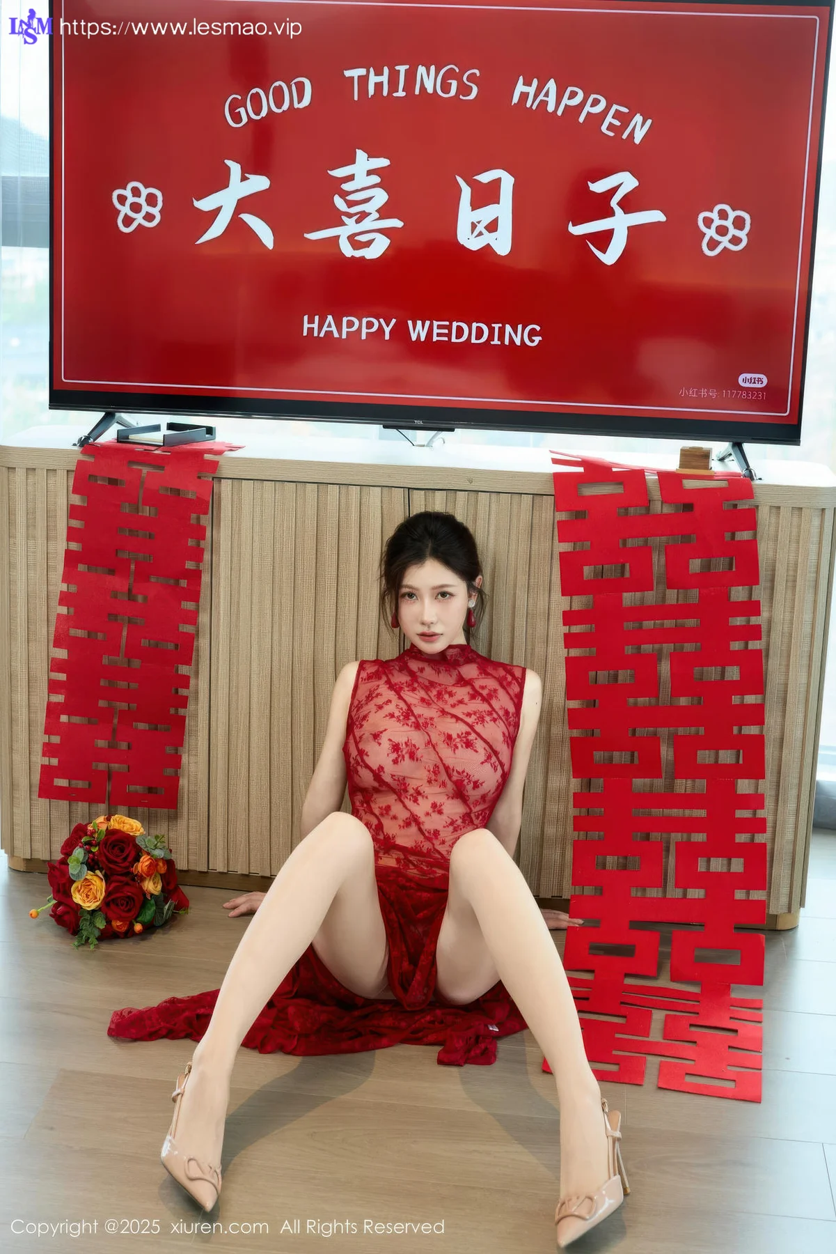 XiuRen 秀人 No.10578 尹甜甜 红色新娘晨袍 - 27