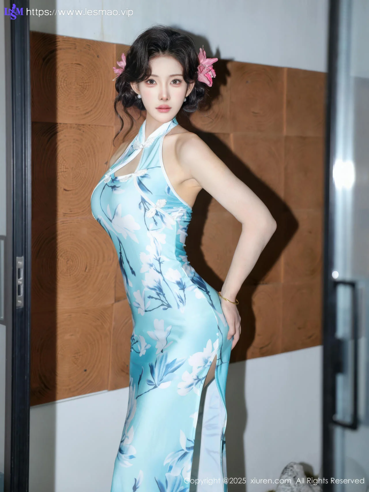 XiuRen 秀人 No.10594 梨霜儿 青色旗袍搭配 - 33