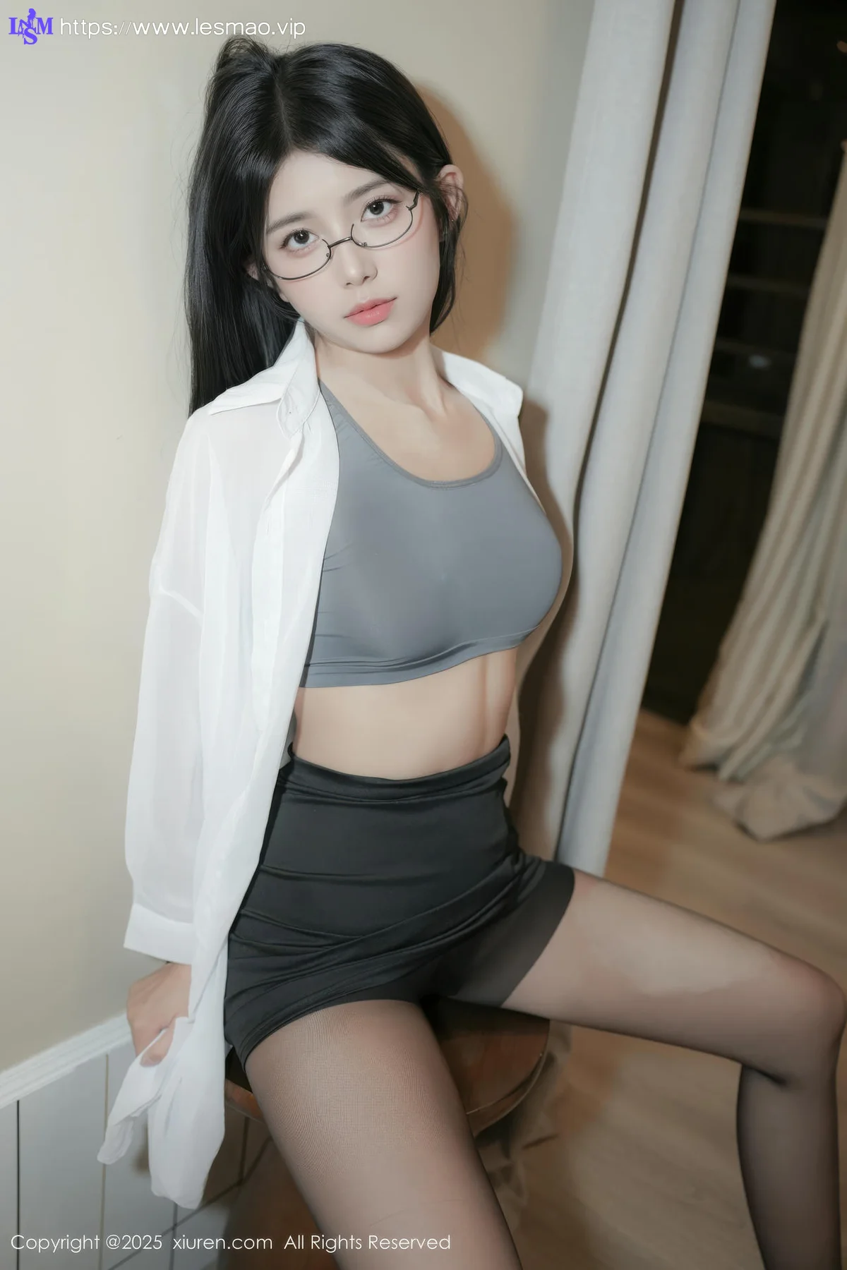 XiuRen 秀人 No.10601 白露lulu 黑色衬衫身材明艳动人 - 14