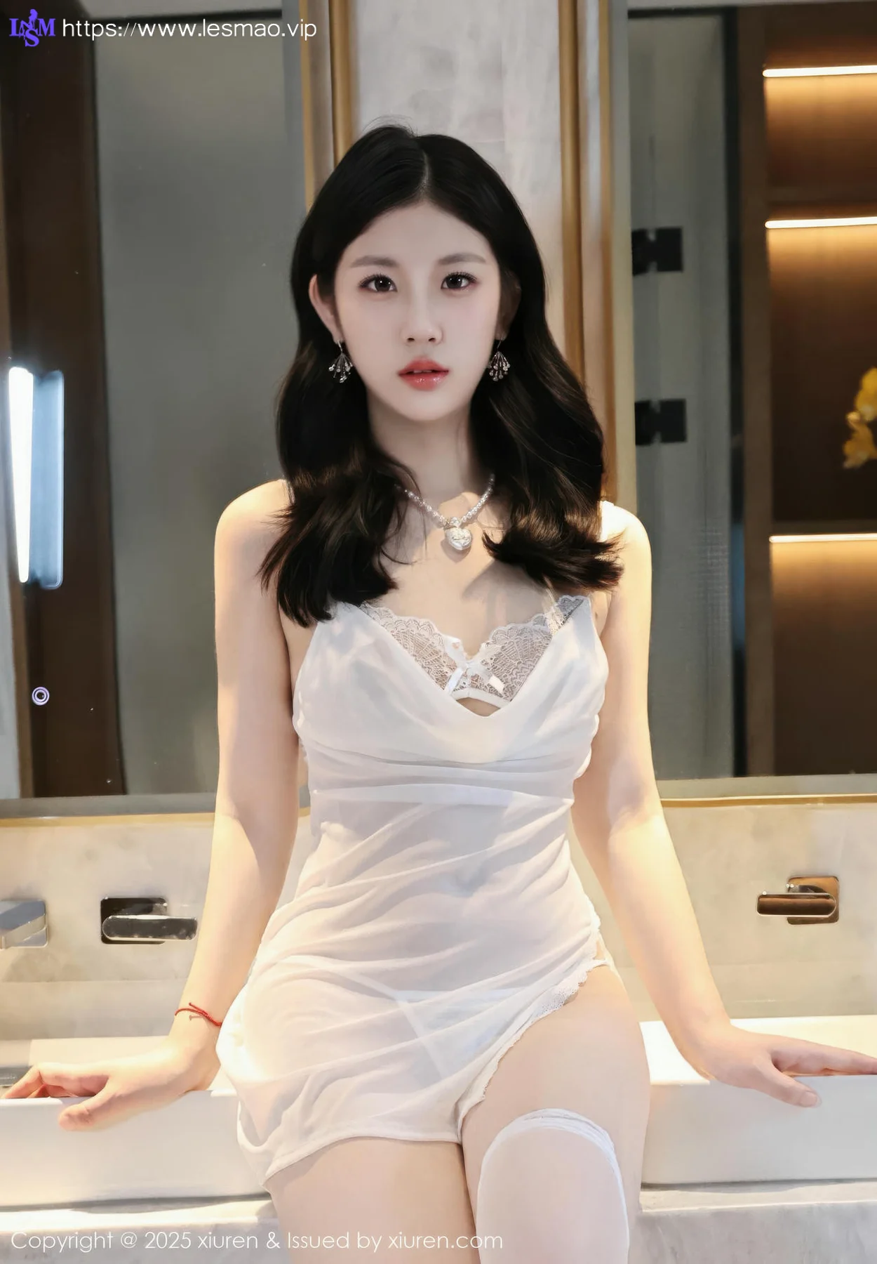 XiuRen 秀人 No.10609 小芭乐 白色睡裙白色丝袜 - 47