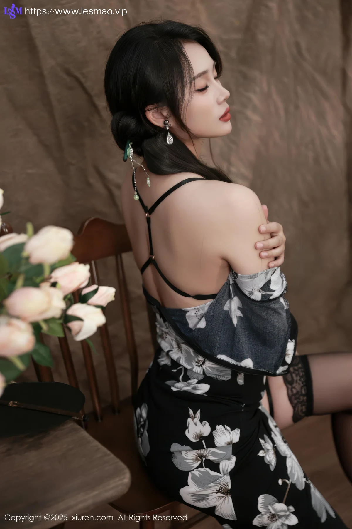 XiuRen 秀人 No.10655 南乔 黑色旗袍紫色情趣内衣 - 40