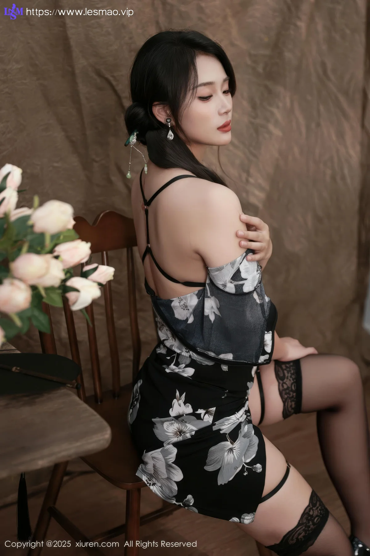 XiuRen 秀人 No.10655 南乔 黑色旗袍紫色情趣内衣 - 42