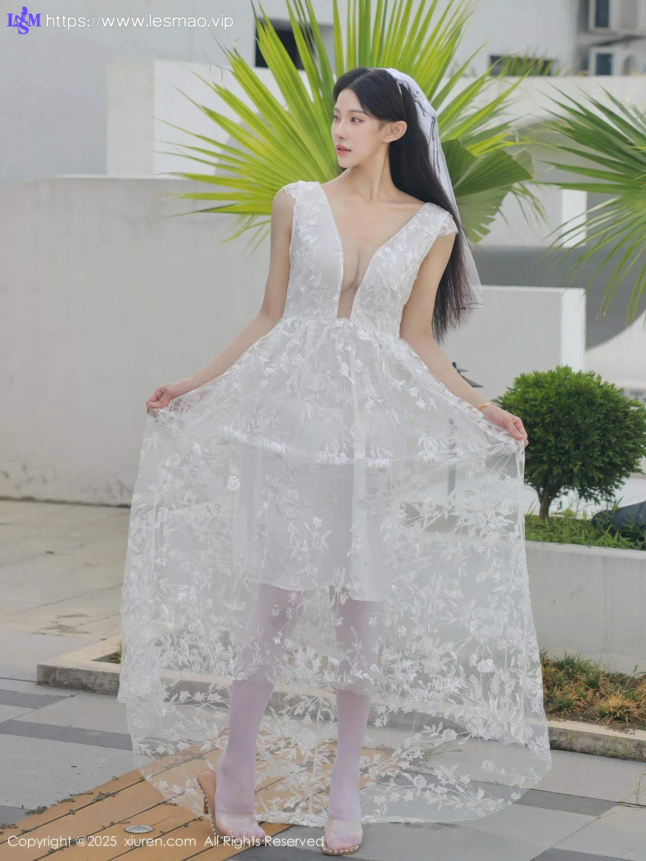 XiuRen 秀人 No.10661 梨霜儿 白色婚纱诱人白色丝袜 - 13