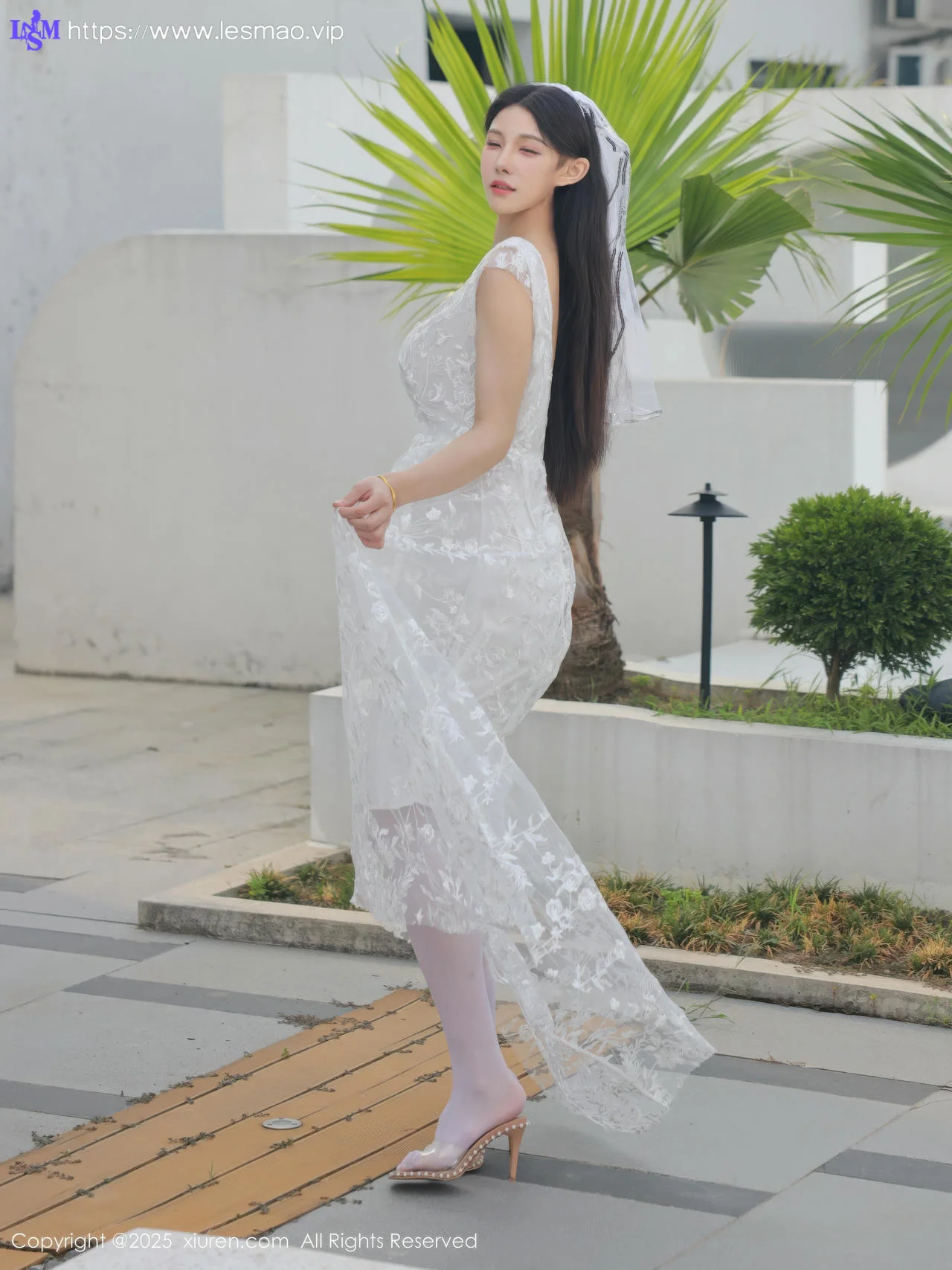 XiuRen 秀人 No.10661 梨霜儿 白色婚纱诱人白色丝袜 - 15