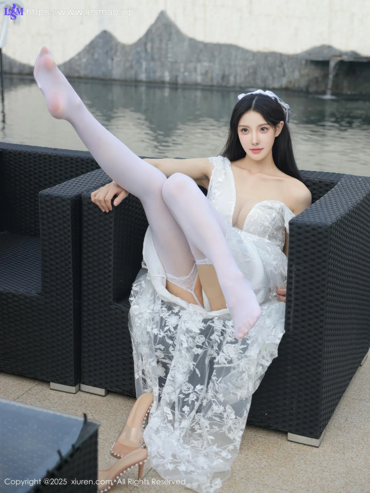 XiuRen 秀人 No.10661 梨霜儿 白色婚纱诱人白色丝袜 - 33