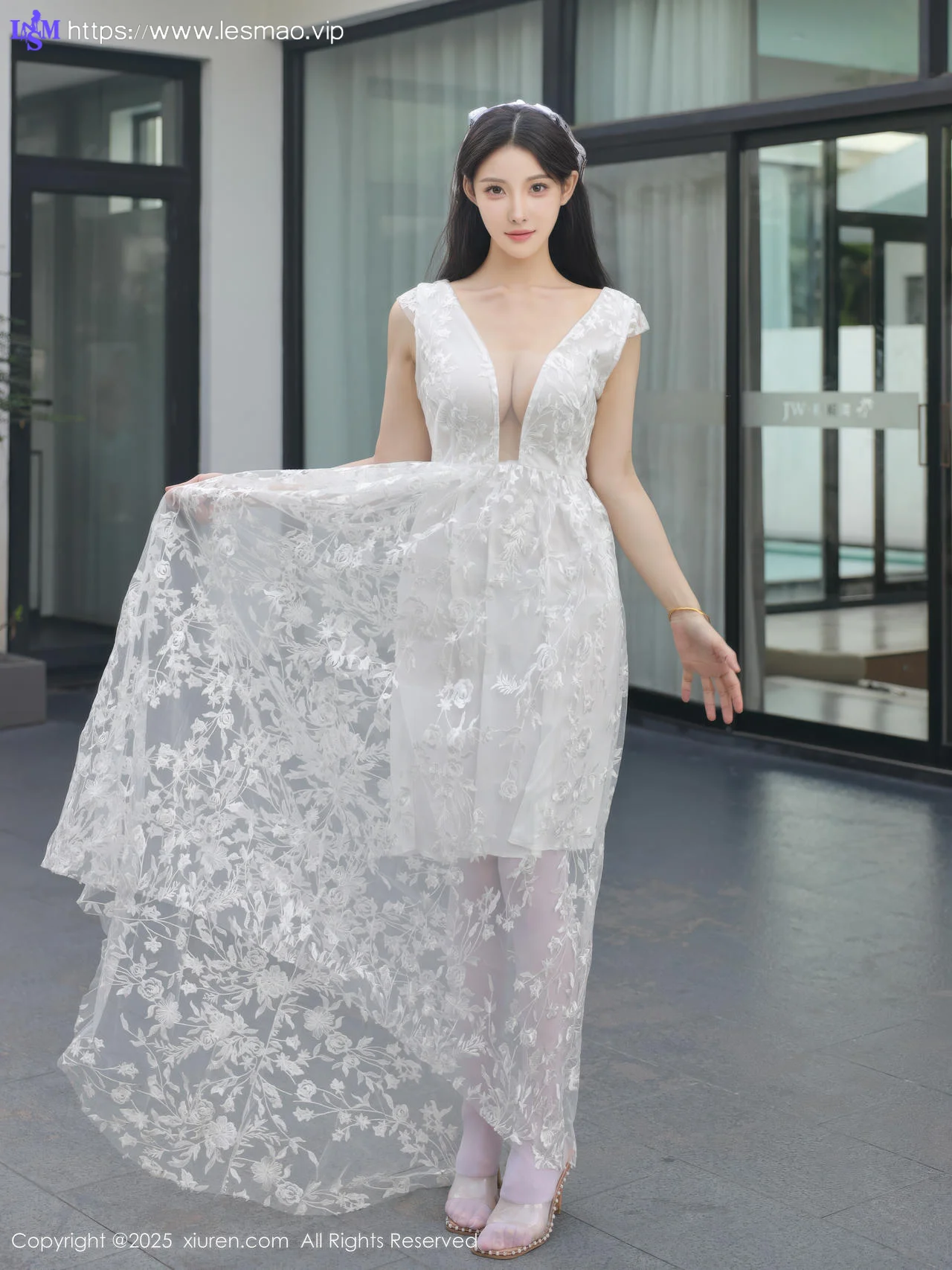 XiuRen 秀人 No.10661 梨霜儿 白色婚纱诱人白色丝袜 - 48