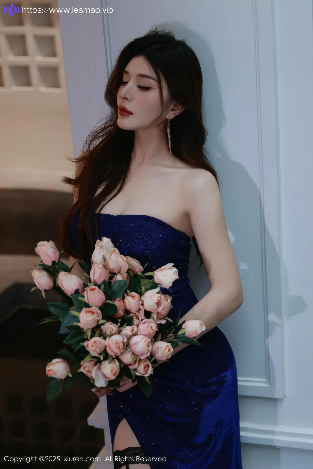 XiuRen 秀人 No.10740 阿依莎 蓝色连衣裙搭配 - 7