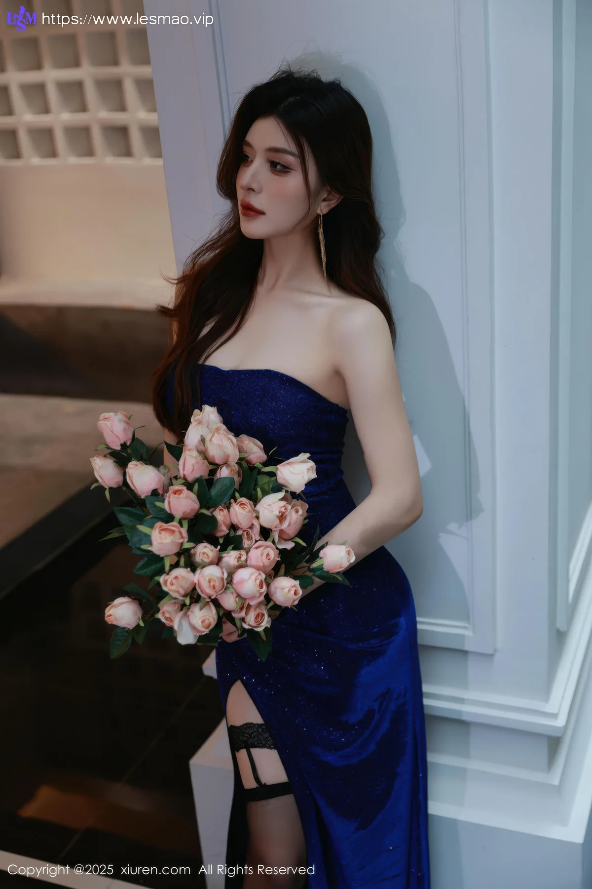 XiuRen 秀人 No.10740 阿依莎 蓝色连衣裙搭配 - 8