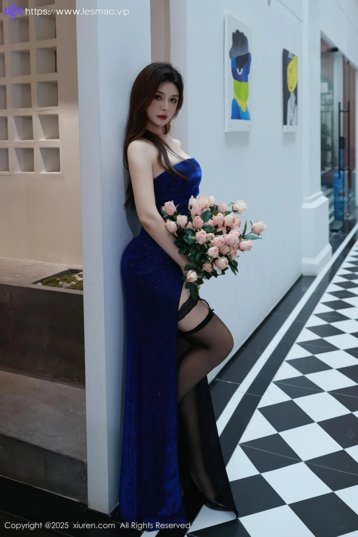 XiuRen 秀人 No.10740 阿依莎 蓝色连衣裙搭配 - 11