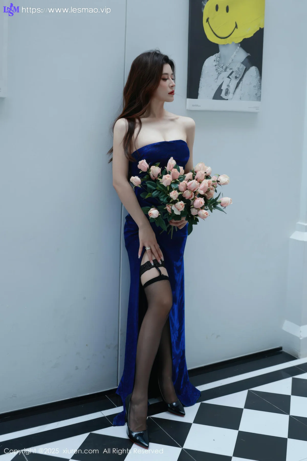 XiuRen 秀人 No.10740 阿依莎 蓝色连衣裙搭配 - 15