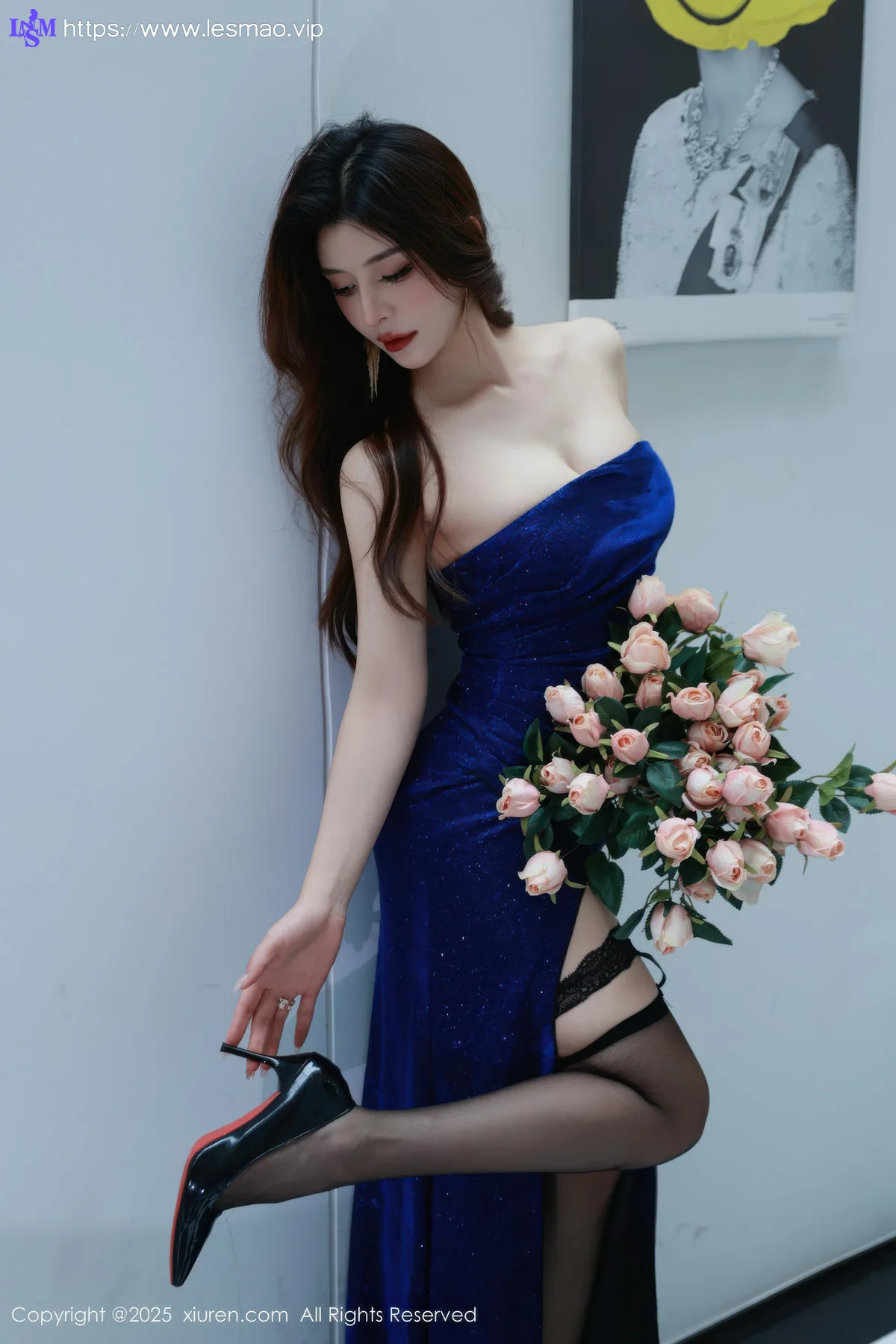XiuRen 秀人 No.10740 阿依莎 蓝色连衣裙搭配 - 16