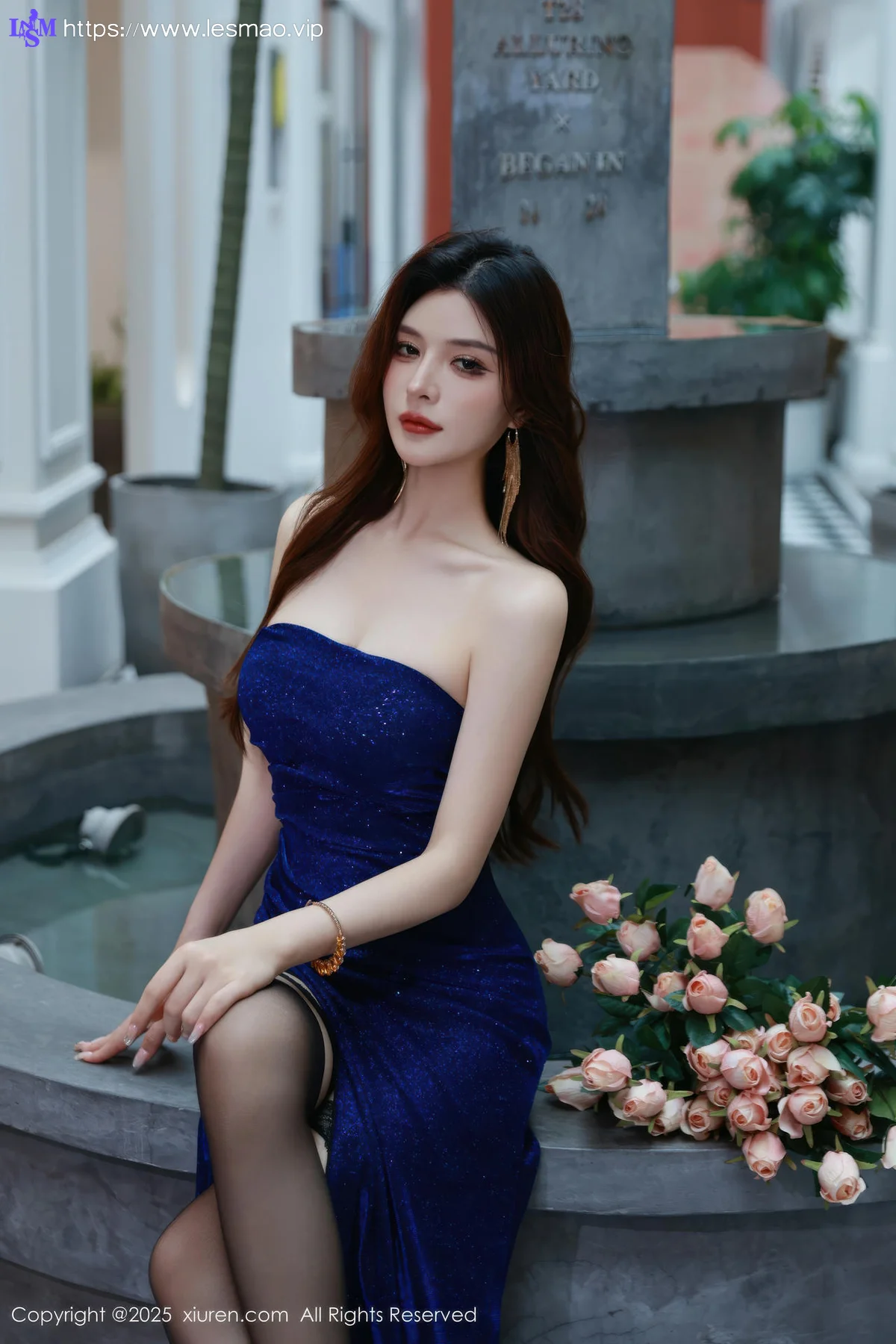 XiuRen 秀人 No.10740 阿依莎 蓝色连衣裙搭配 - 21