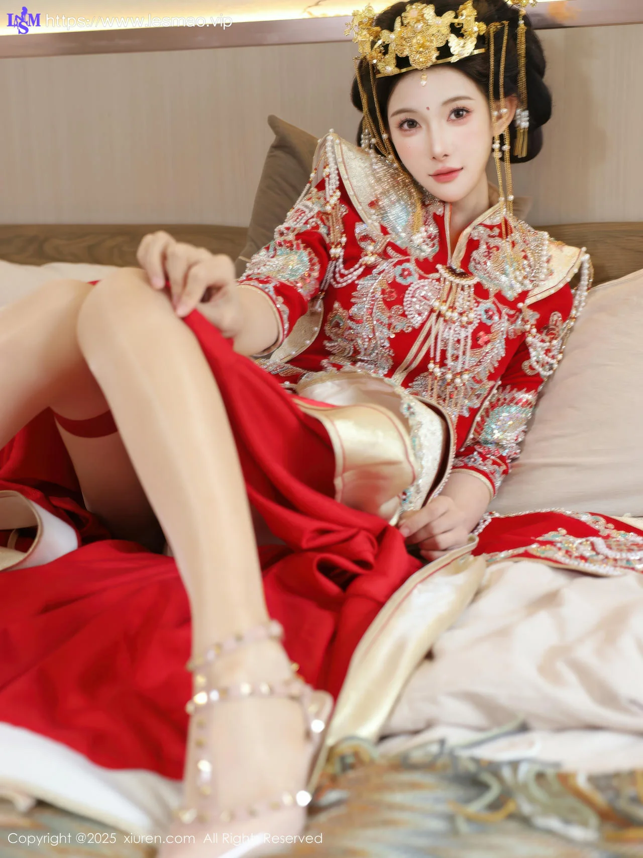 XiuRen 秀人 No.10742 梨霜儿 红色新娘服饰 - 53